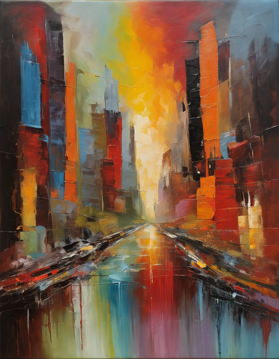stunning quality glass palette oil painting of a shopping district in a vamptech world, all the clans from different vampire worlds gather to trade and shop for high quality blood
