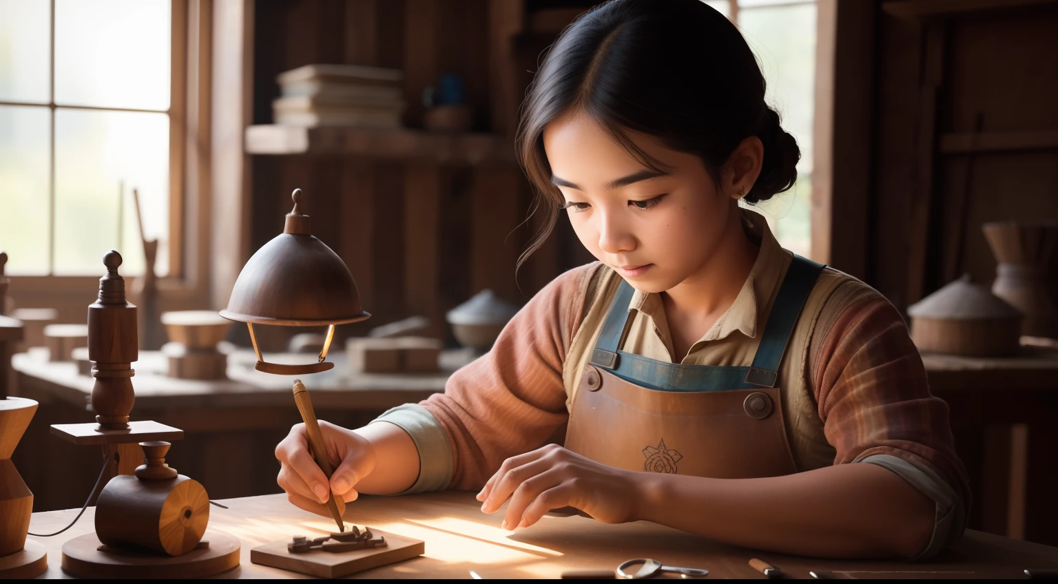 Artisan Craftsman in Timeless Workshops:
Witness a young adult immersed in workshops where they craft intricate works of art, breathing life into timeless creations.