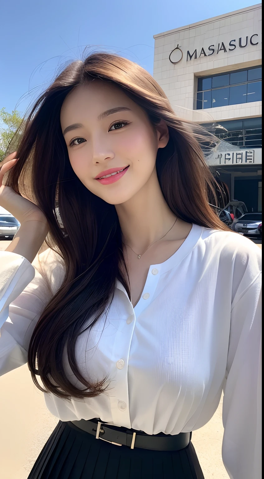 table top、(highest quality、4k、8k、High resolution、master piece: 1.2)、Super detailed、(real、photorealistic、photorealistic: 1.37)、full body shot、whiteＴshirt、Complex and beautiful eyes、woman、long hair、natural color lip、bold and sexy pose、smile、Ocean、20 year old girl、Cute and sexy shot looking at the camera。