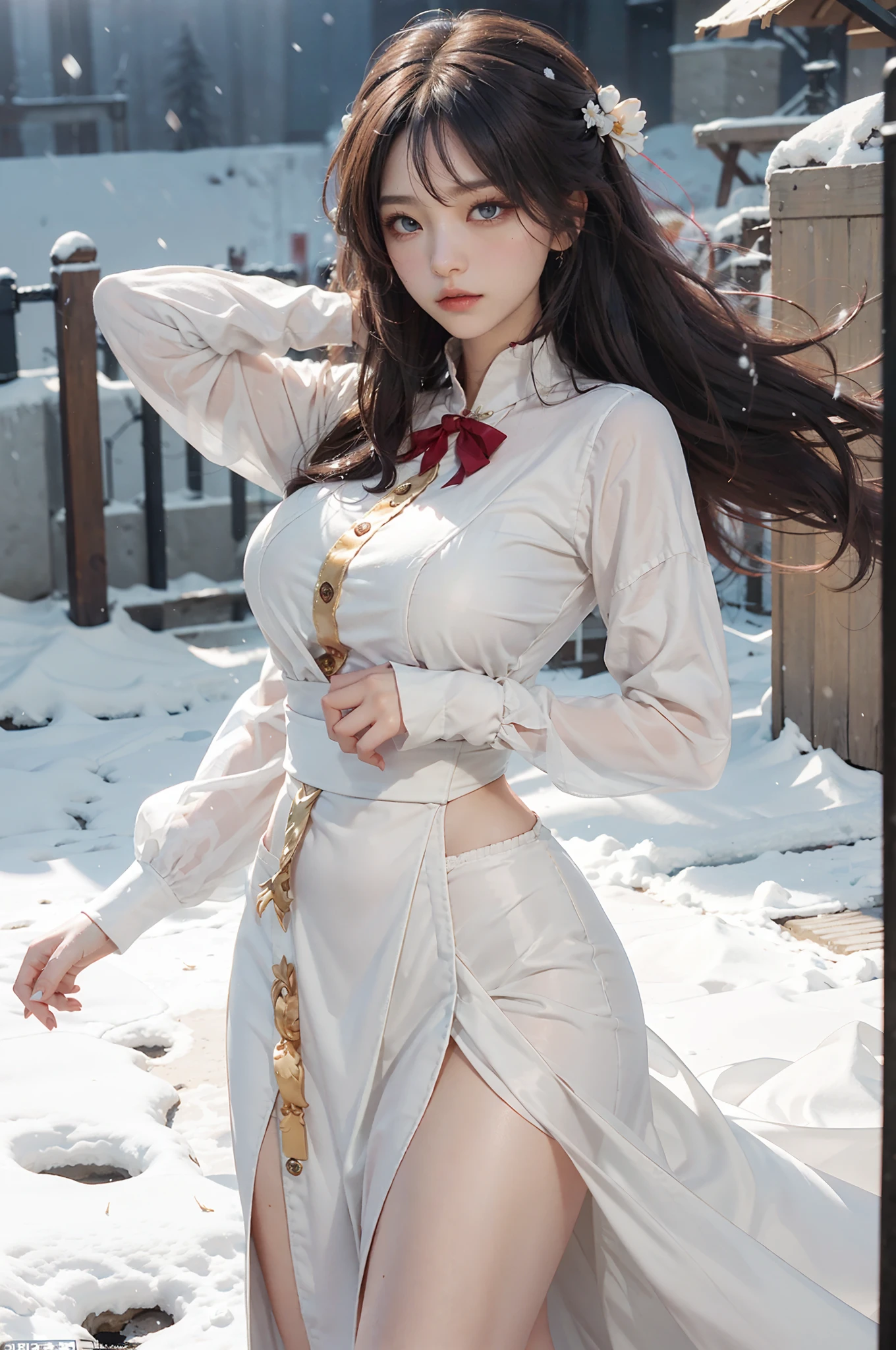 Beauty: This woman's appearance is magnificent,Brilliant and vulgar。
Cloudy hair,The face lining Asaka。
A pair of phoenix eyes flowed,Mewaka Akisui,But awe-inspiring。
The faint morning light of the sky shone on her,Against the backdrop of a snow-white skirt,The figure is graceful,The waist is slender, weak and boneless。
Phoenix eyes flowed,Water sleeves fly,It's really breathtaking。