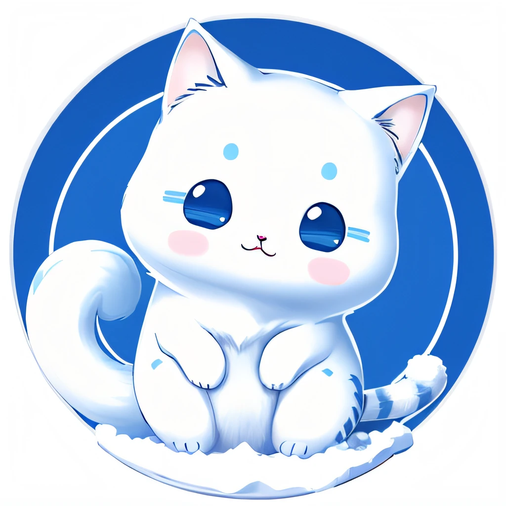 Snow Cafe、A logo、line-drawing、designs、inspiration、Straight、Symetrical、White and blue palette、Deformed、kawaii、Cat deformation　４Image from one direction