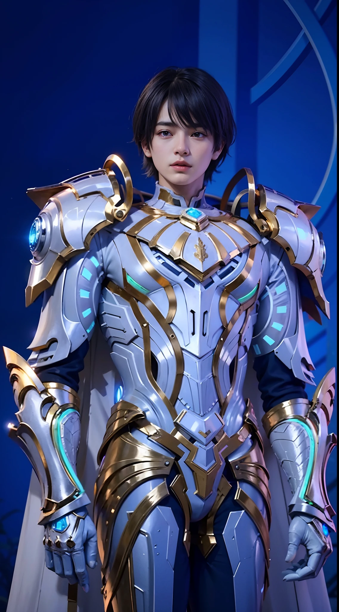 1boy, best quality, photo, 4k,looking at viewer,full body,wear platinum armor,