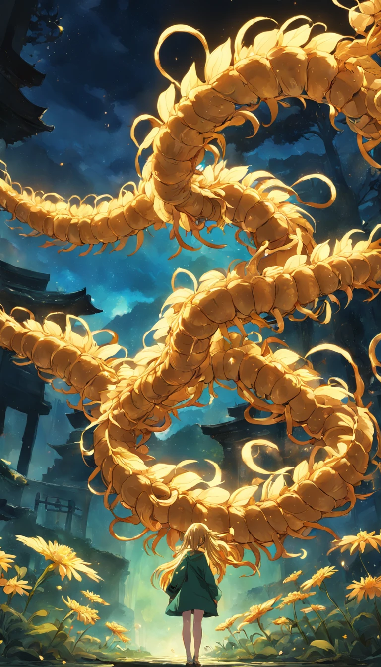 Skysky,golden colored,Centipedes,chrysanthemums