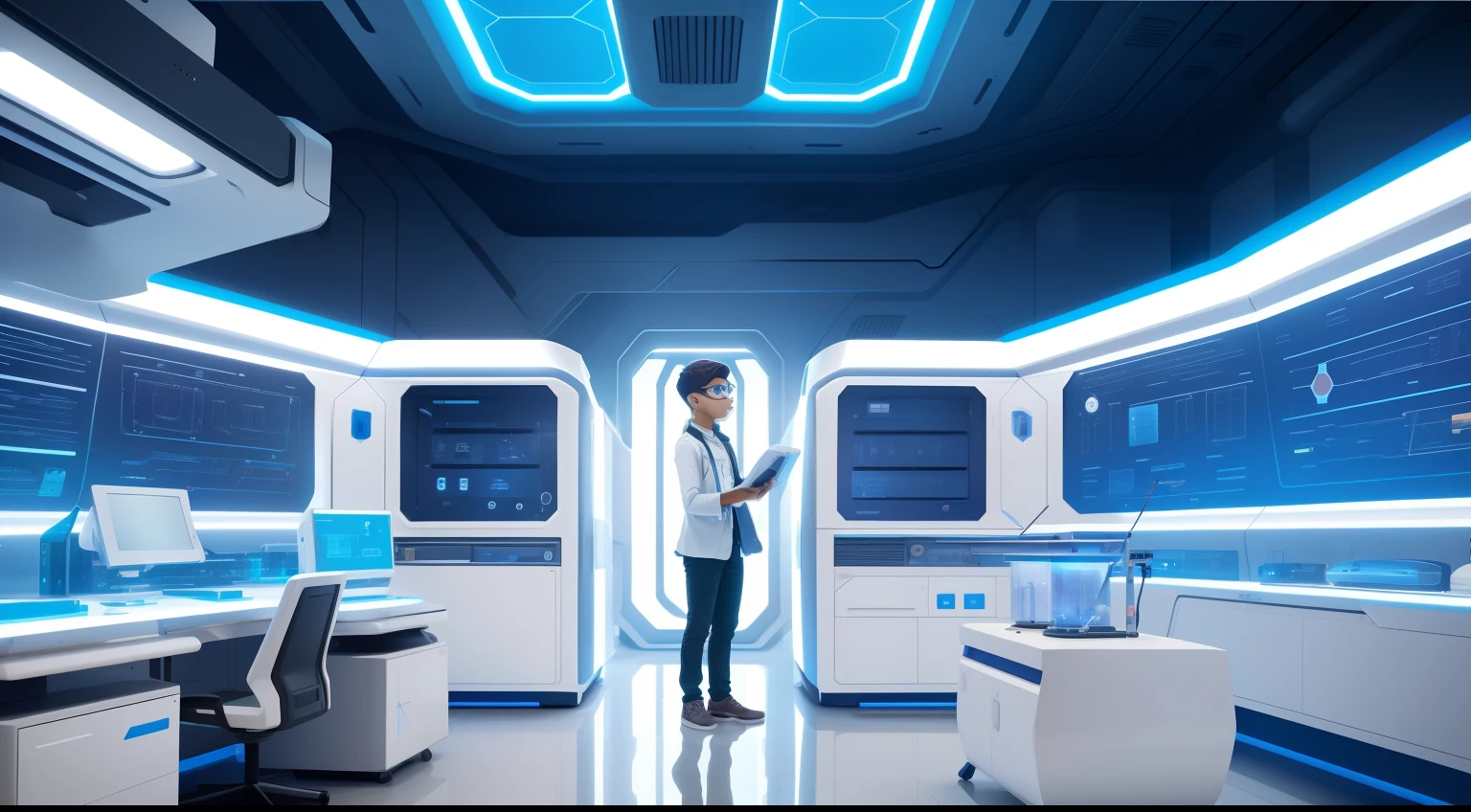 Innovator in Futuristic Laboratories:
Venture into futuristic laboratories with a young adult innovator, pushing the boundaries of science and technology with every experiment.