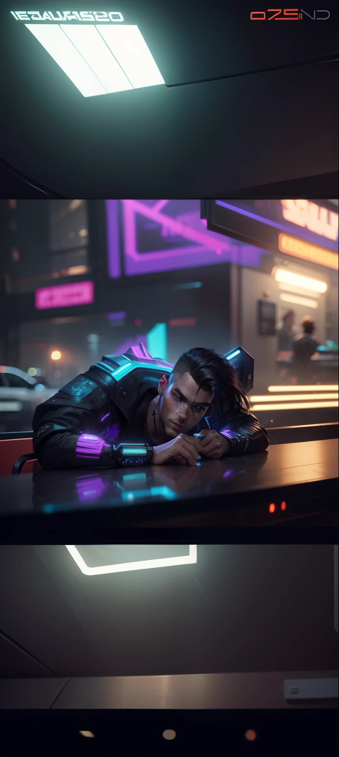 Change beckground cyberpunk handsome boy, realistic faca, 8k, ultra realistic