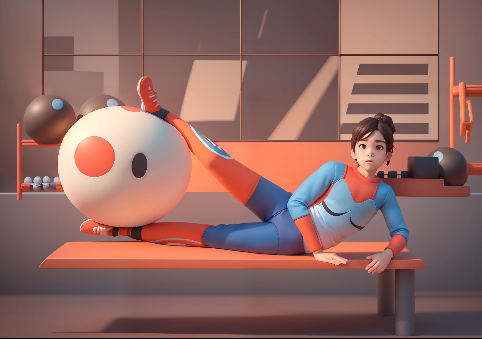 (Pixar 1.23 style) 1 boy ((upper body front, bust shot)), solo, cute ???, brunette, pretty tracksuit, boy, korean child, playground, ((masterpiece, highest quality)), (composite lighting)