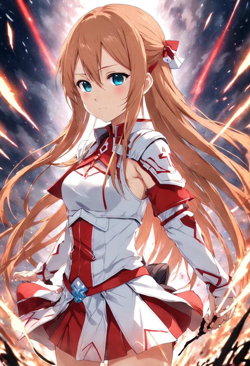 silica,   1 girl, Brown Hair,   medium hair  ,  twin tails, armor, Red eyes, Gloves, breastplate, short   twin tails,   fingerless Gloves,   Shoulder  , off   Shoulder  , ,    Hair Ribbon , Red ribbon, Alone, 