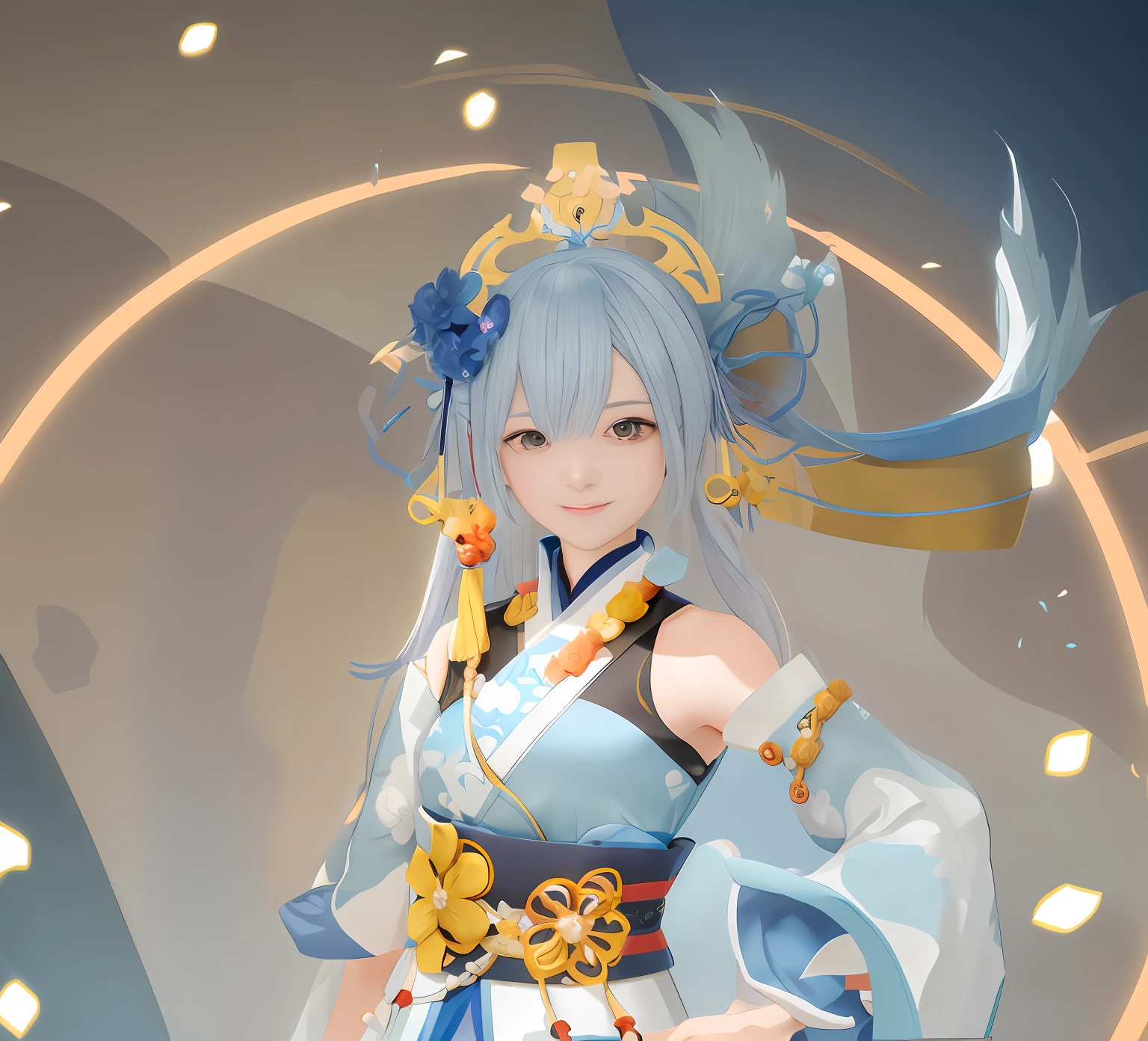 anime - style image of a woman in a blue and white outfit,Royal sister, Keqing from Genshin Impact, Genshin impact's character, inspired by Park Hua, zhongli from genshin impact, Inspired by Ai Xuan, Inspired by Lan Ying, inspired by Chen Lu, Ayaka Genshin impact, lunar themed attire, Genshin, Onmyoji detailed art
