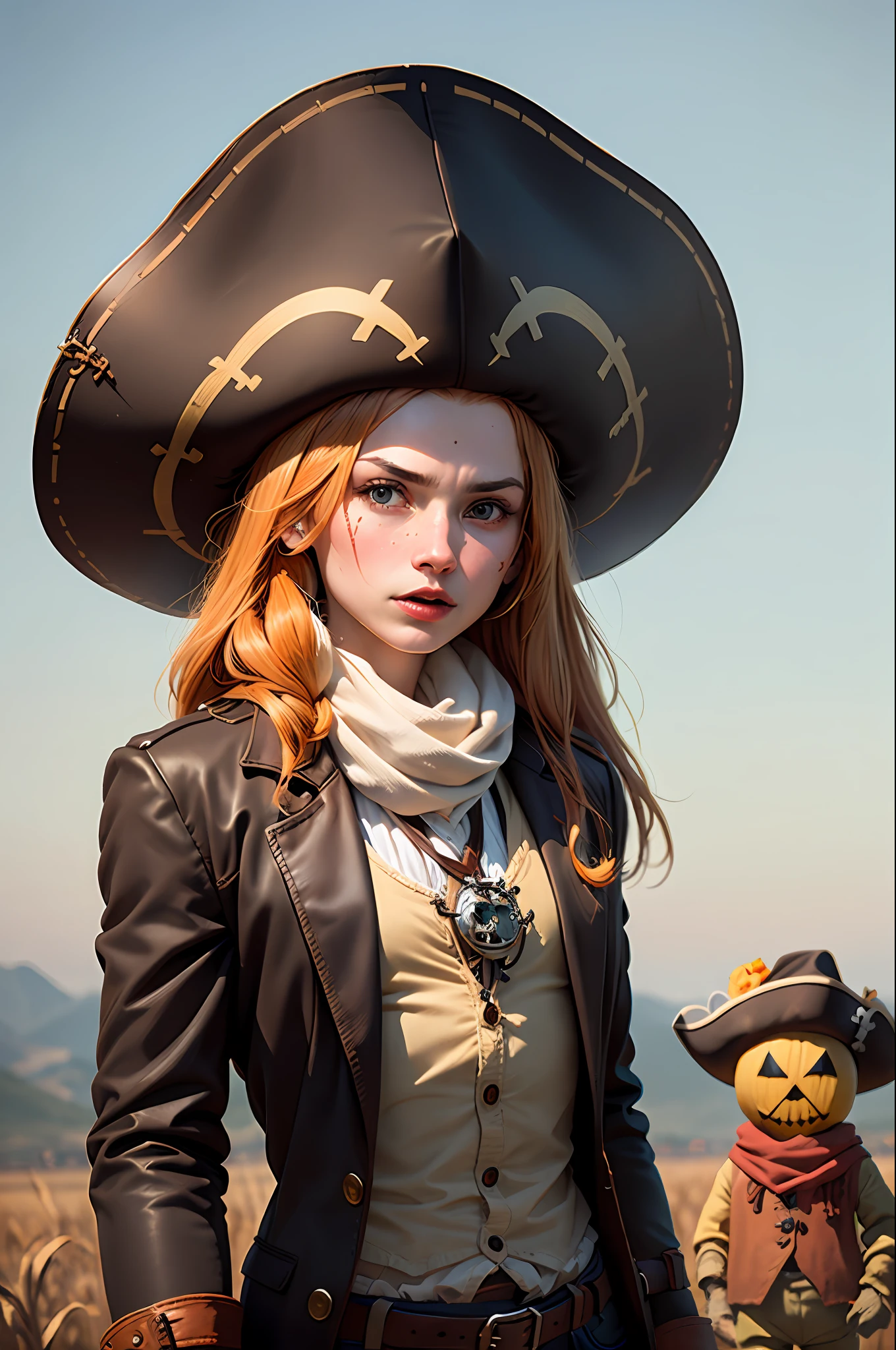 Scarecrow in a pirate hat