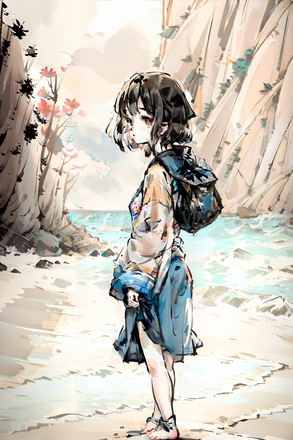 beachside,girls,on cheongsam