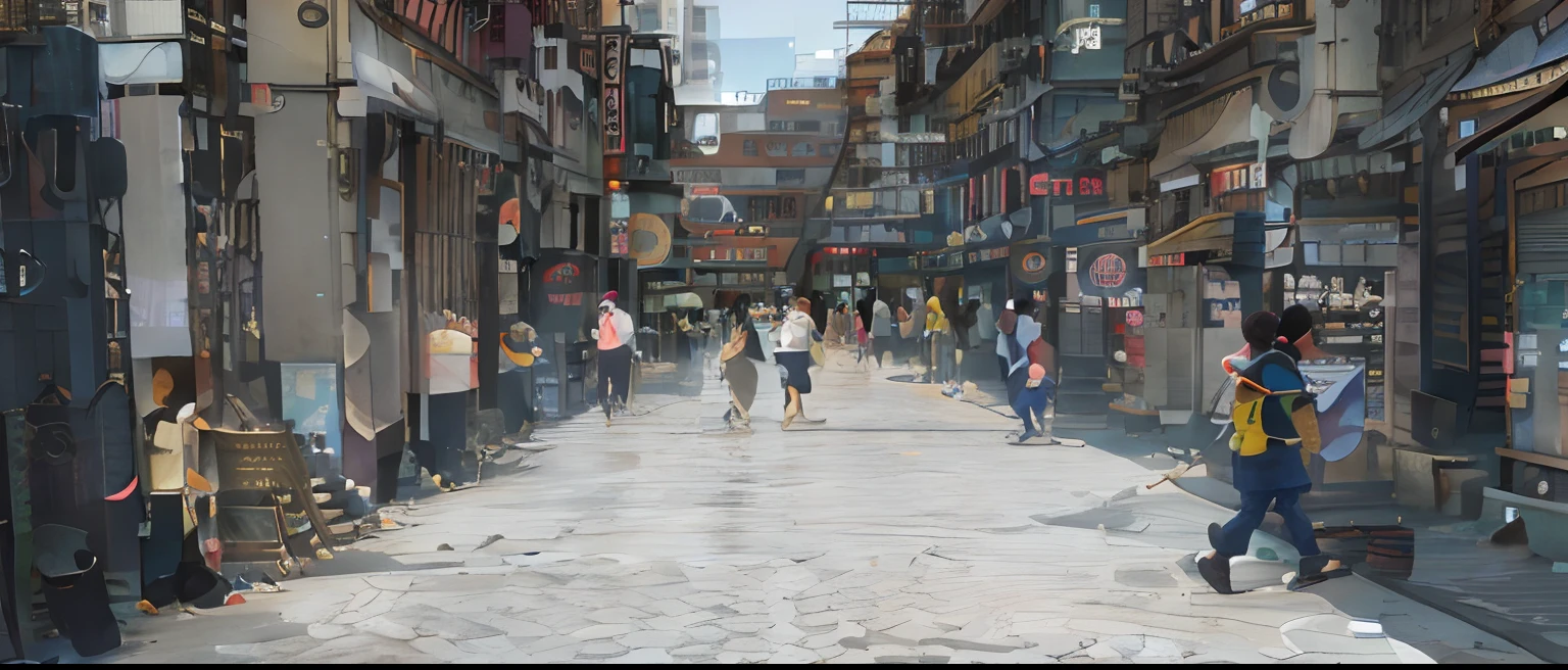 People walk the streets of a city with many shops, street japan, tokyo anime anime scene, gta chinatown art style, japanese downtown, Japan city, tokyo - esque town, anime style cityscape, detailed street, japanese town, photorealistic streetscape, 2 2nd century!!!!! town street, artwork of a hong kong street, Anime landscape concept art