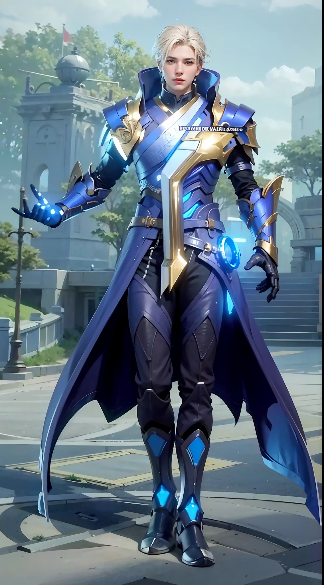 1boy, best quality, photo, 4k,looking at viewer,full body,wear platinum armor,
