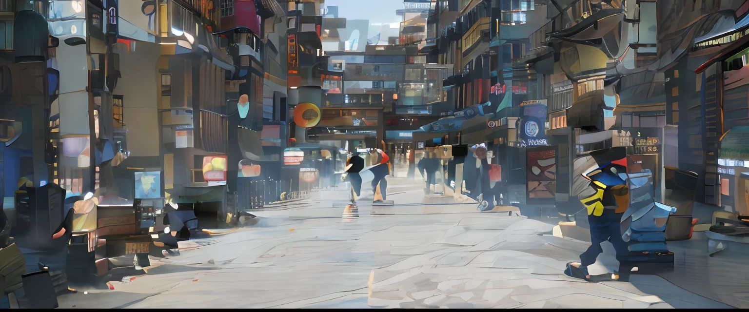 People walk the streets of a city with many shops, street japan, tokyo anime anime scene, gta chinatown art style, japanese downtown, Japan city, tokyo - esque town, anime style cityscape, detailed street, japanese town, photorealistic streetscape, 2 2nd century!!!!! town street, artwork of a hong kong street, Anime landscape concept art