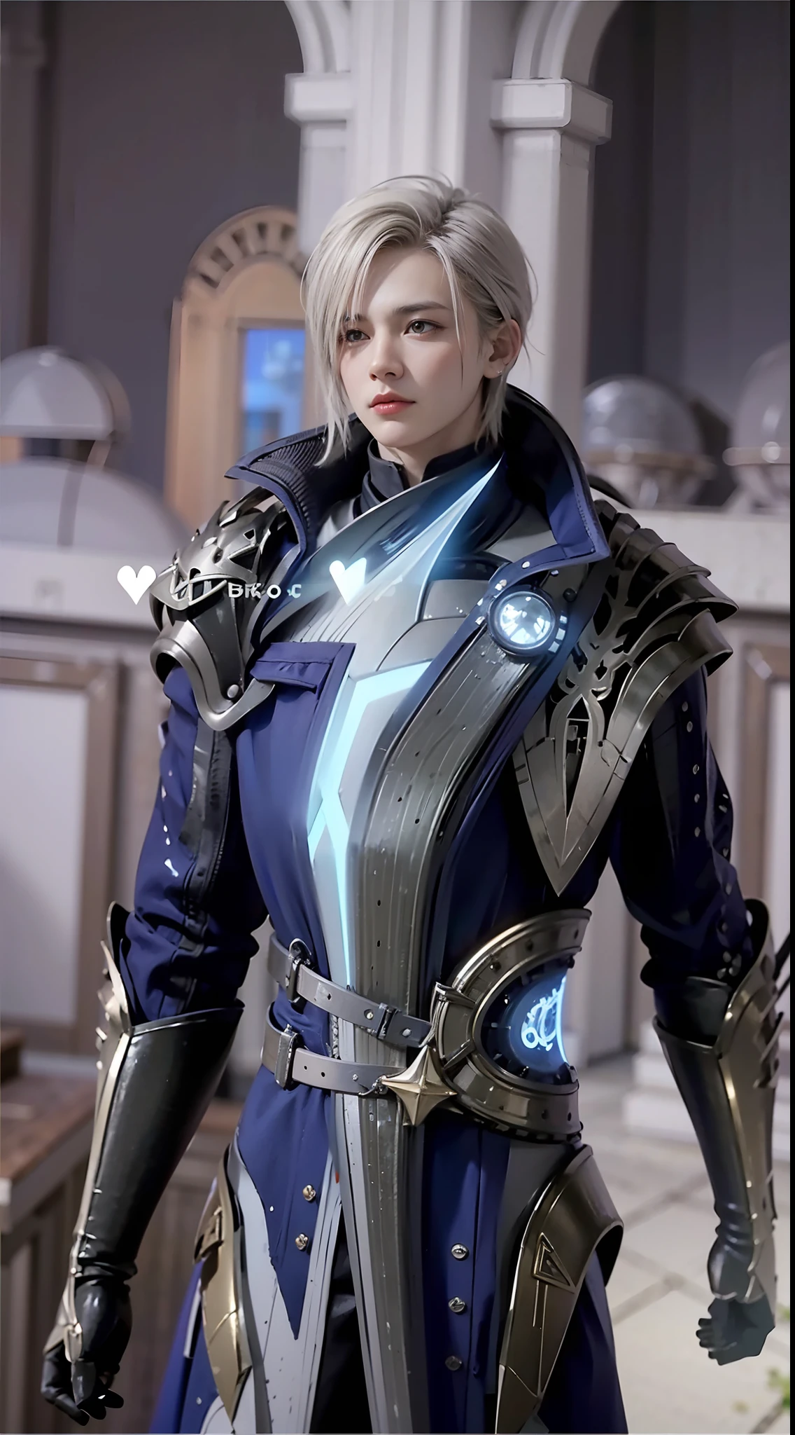 1boy, best quality, photo, 4k,looking at viewer,full body,wear platinum armor,
