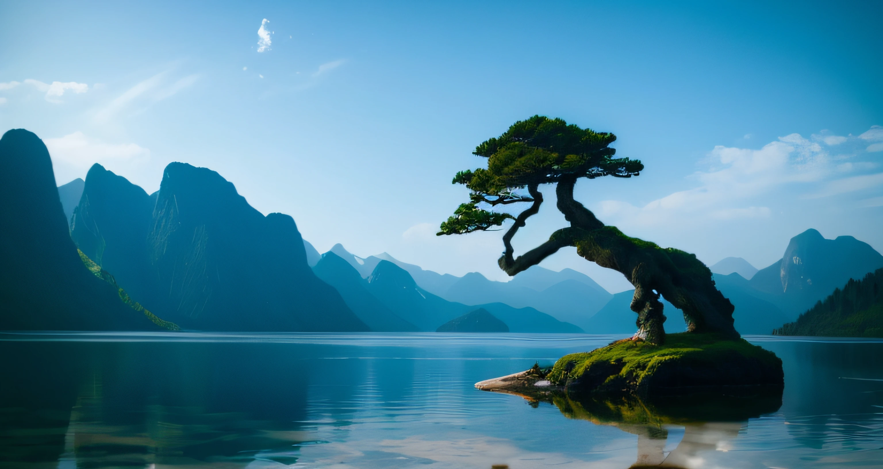 On the rock in the middle of the lake is a vigorous tree(More branches),An island with a tree on the calm lake, Majestic nature, peaceful scenery, Nature wallpaper, stunning nature in background, Beautiful wallpaper, peaceful landscape, majestic landscape, amazing landscape in background, Amazing wallpapers, wallpaper mobile, nature scenes, High quality wallpaper, beautiful iphone wallpaper, harmony of nature,tmasterpiece,Best quality at best,high qulity,the Extremely Detailed CG Unity 8K Wallpapers,scenecy,exteriors,Skysky,clouds,Skysky,without humans,mont,scenecy,Eau,The tree,blue-sky,waterfallr,precipice,naturey,lakes,rios,Cloudy sky,award winning photography,Background bokeh,depth of fields,hdr,blooms,color difference,真实感,The is very detailed,Trends on ArtStation,Trends on CGSociety,iintricate,high detal