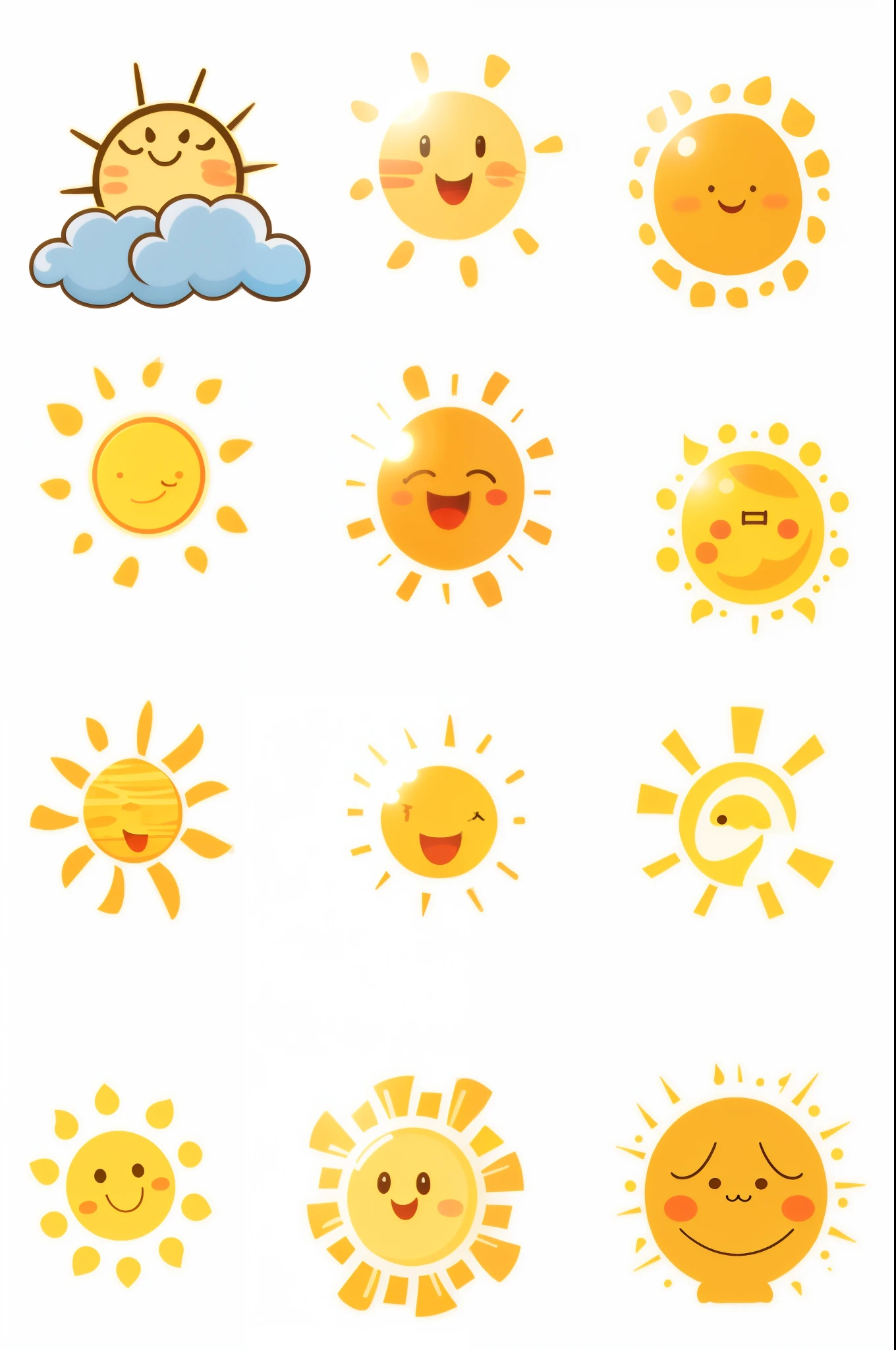 Sun cartoon stickers