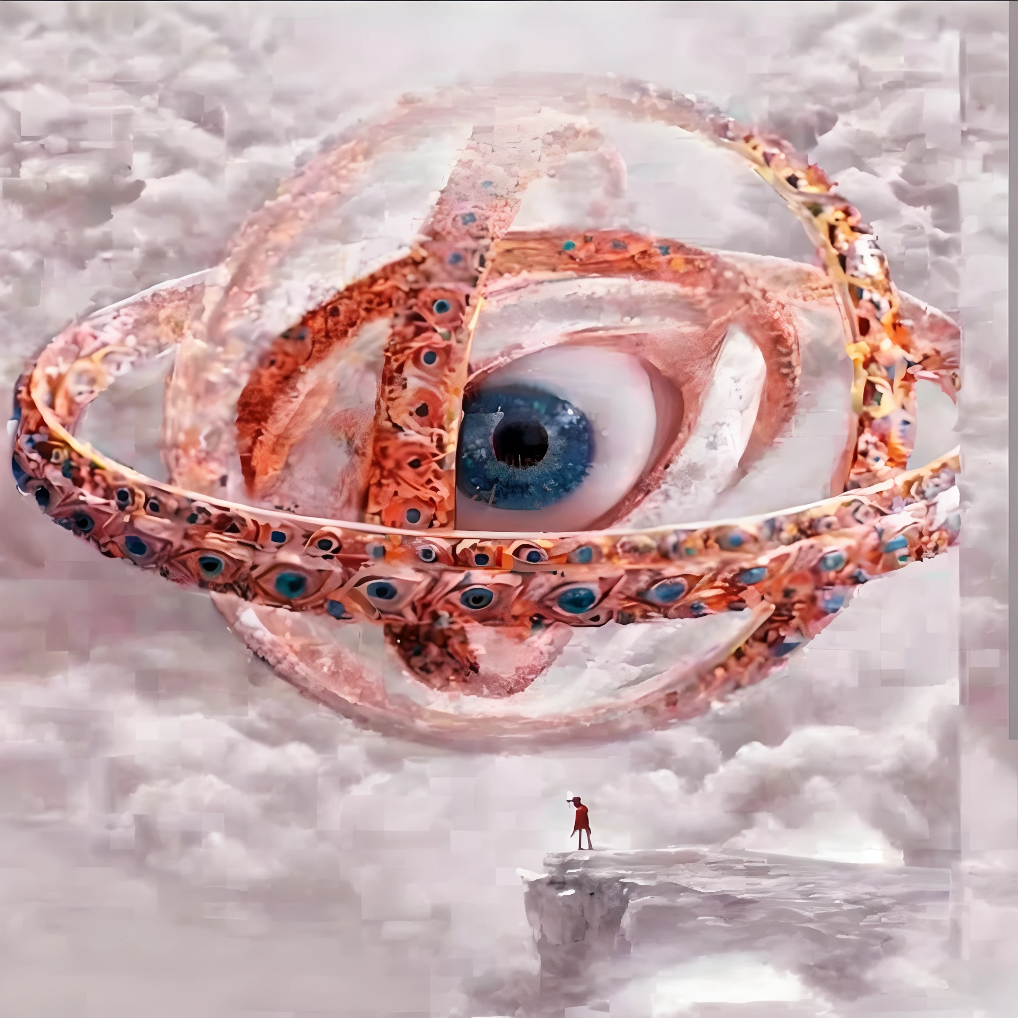 There is an image of a person standing in the snow, o olho de deus Rah, 3rd eye, third - eye visions, digital visionary art, mystic eye, o olho de deus, mystical third eye, visuais de outro mundo, canalizando a energia do terceiro olho, visionary art, terceiro olho, arte surreal, all - seeing eye, Vision of the eyes of the gods