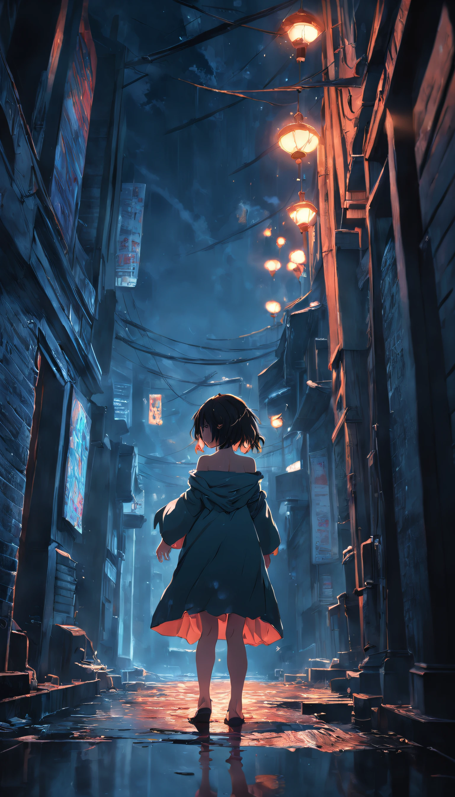 Best quality, masterpiece, ultra high res, (photorealistic:1.4), raw photo, 1girl, offshoulder, in the dark, deep shadow, low key, cold light