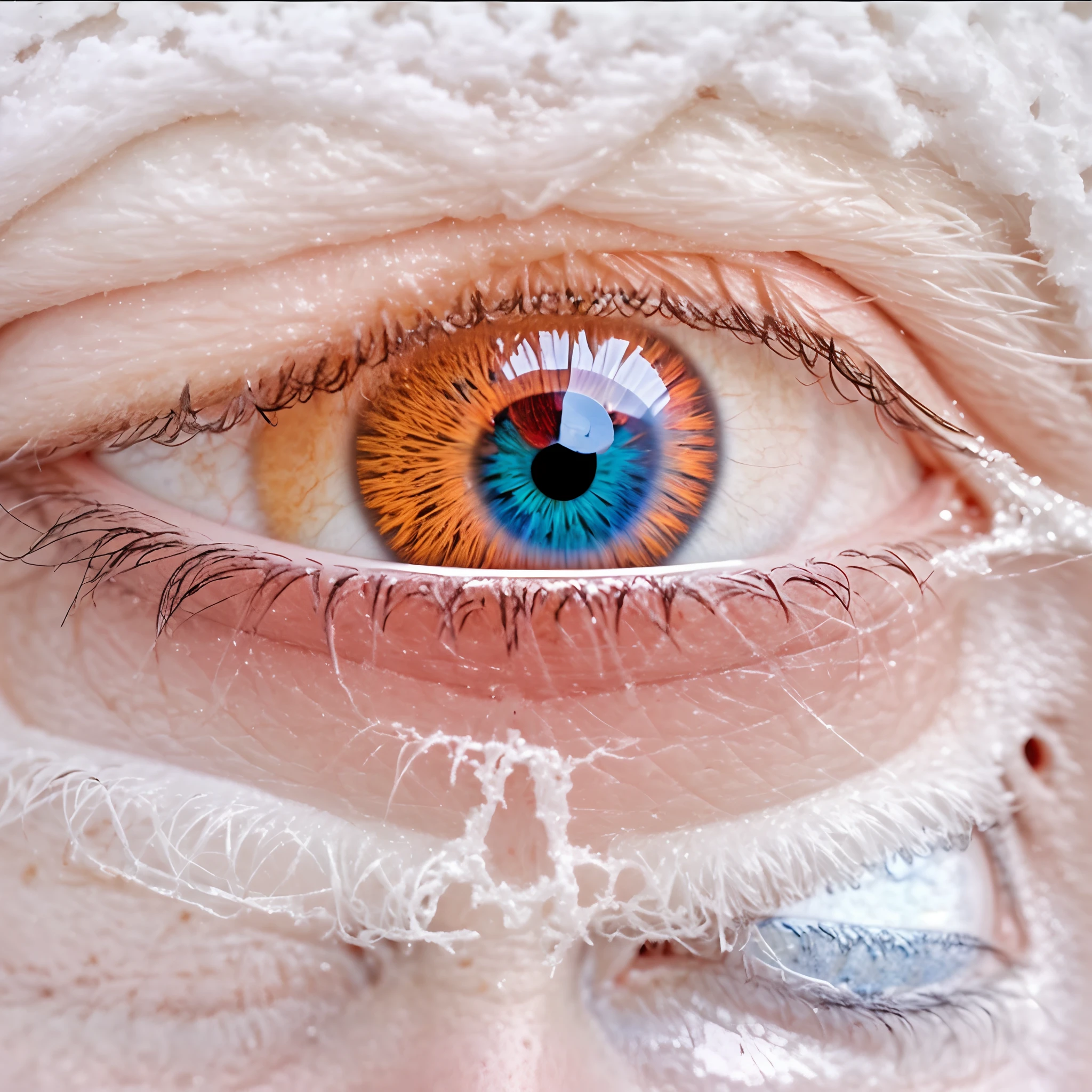 There is an image of a person standing in the snow, o olho de deus Rah, 3rd eye, third - eye visions, digital visionary art, mystic eye, o olho de deus, mystical third eye, visuais de outro mundo, canalizando a energia do terceiro olho, visionary art, terceiro olho, arte surreal, all - seeing eye, Vision of the eyes of the gods
