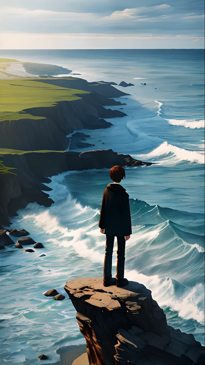 Arafed man standing on a rocky beach by the sea, standing at the beach, Have by the sea, the ocean in the background, on the beach, Standing near the beach, the ocean in the background, in the beach, khyzyl saleem, in beach, Sea in the background, The sea in the background,Realistic shots of the film,Reproduce a true photographic film style,