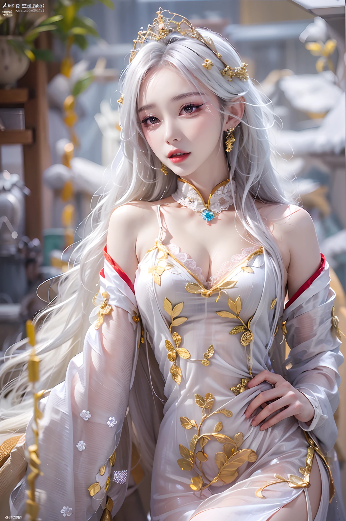 (Pearlescent eyeshadow), (Sequin makeup), Chu Chu's pitiful eyes, Malu,is shy,Supple lips,