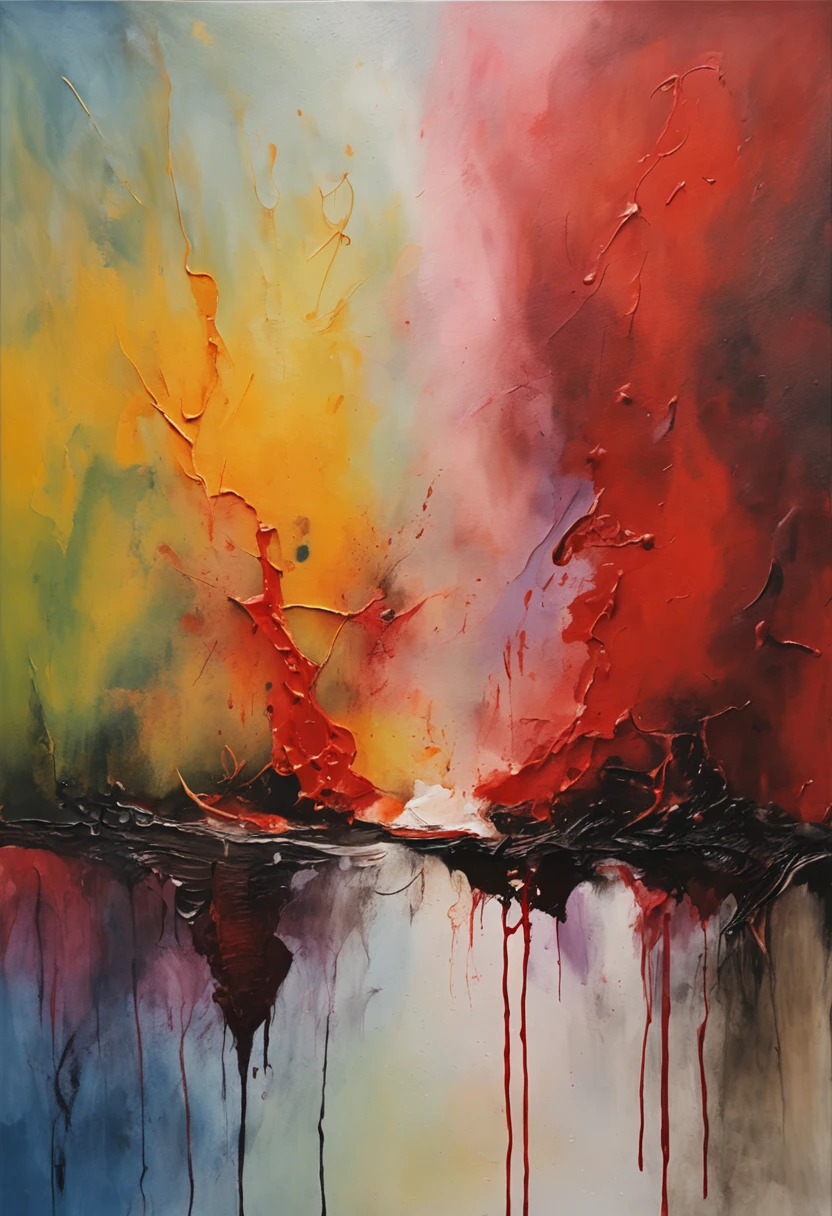 Beautiful vampire, Bared fangs, Bloody river as background, Watercolor style smearing, art, Dramatic lighting, David Lynch's image style, abstract expressionism, Metaphysical, expressionistic, Golden ratio,detail, aesthetic, octane rendering, excellent composition, natural texture, 8k oil, pain, masterpiece, Canon EOS R4s 50