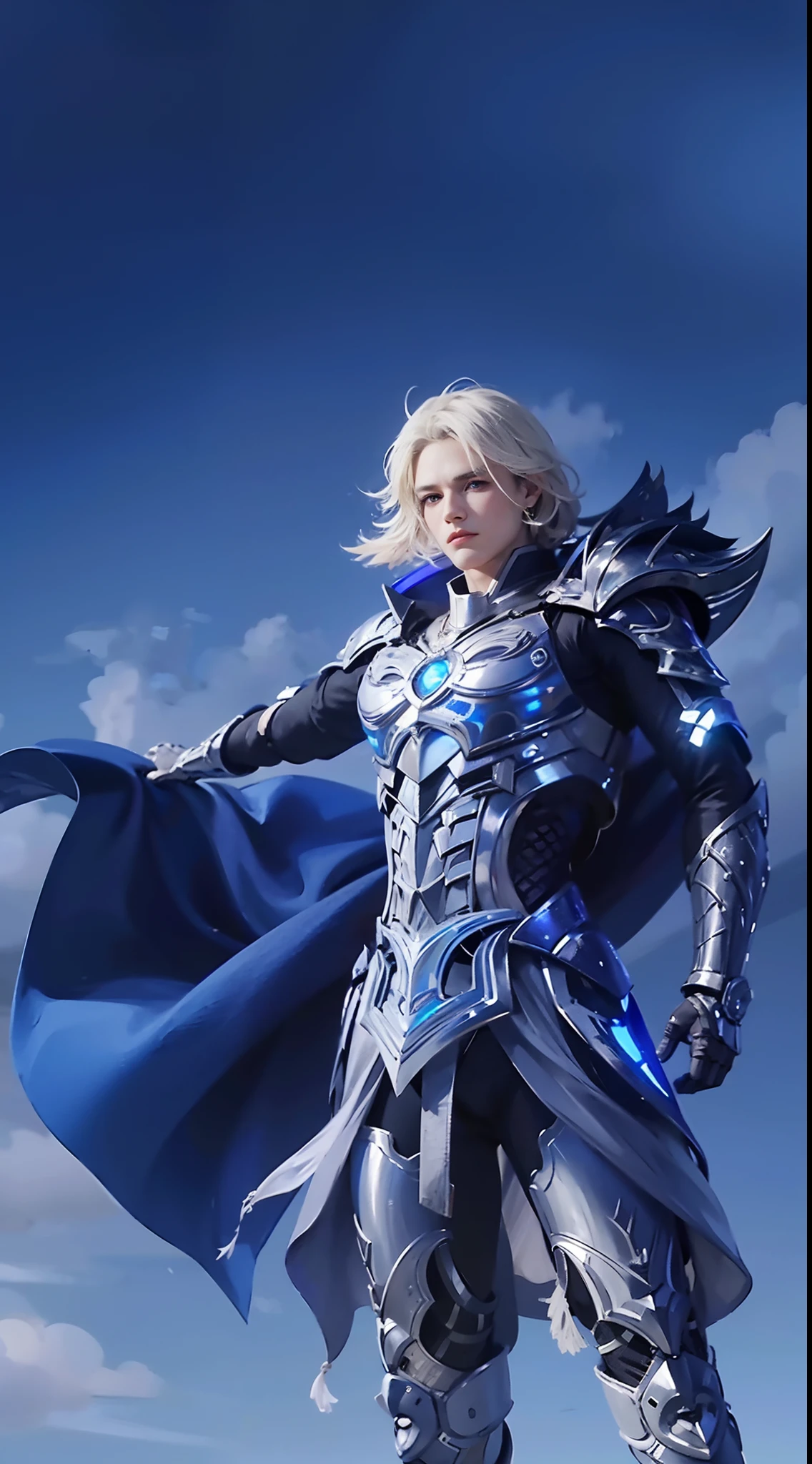 1boy, best quality, photo, 4k,looking at viewer,full body,wear platinum armor,
