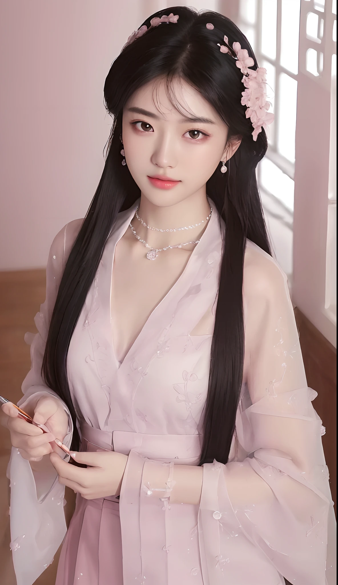 1girl, ((upper body, narrow waist, girl, black hair)), (front view, from front), looking at viewer, Best quality, masterpiece, ultra high res, (photorealistic:1.4), 8k, clean, (incredibly absurdres, ultra-detailed,CG ,unity ,8k wallpaper), (detailed face :1.4),(beautiful detailed eyes :1.2),(detailed hair), light on face, cinematic lighting, perfect face, lips, adult, solo, black businessman suit, white collared shirt, black skirt,(( wheaten skin, real skin))