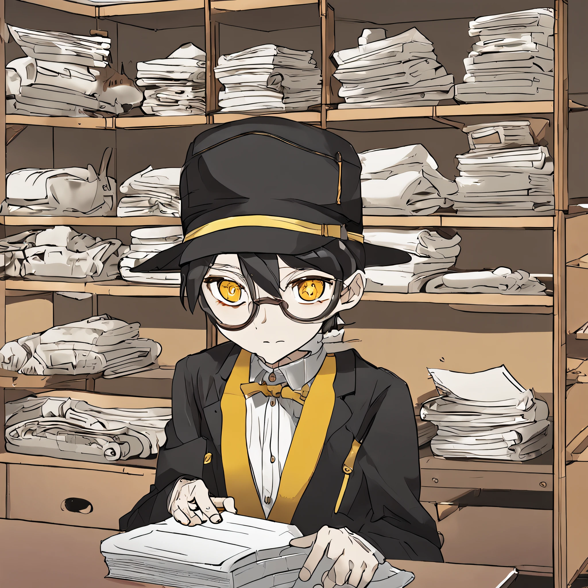 Hanako-kun binds Hanako-kun from the toilet, Black hat, Yellow eyes, Upper body, School Classroom
