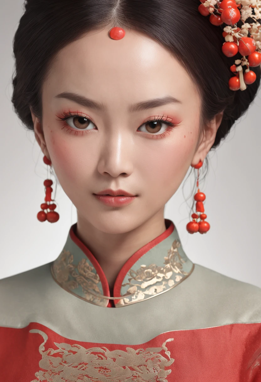 (China - Chic Chinese girl, anatomically correct,Oriental elements),(China - chic illustration:1.5, Vector painting:1.5),(Chinese colors, senior color matching,Gradient background,White background),(reasonable design, Clear lines,movie lighting effects)