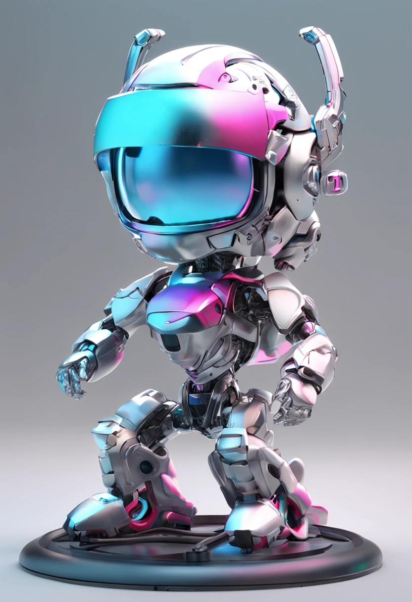 (blind box toy style:1.2), (Full Body Shot) , 1 Transparent cute girl, Transparent mecha, Exquisite Helmet:1.2, glowing goggles:1.2, Cyberpunk, Dreamy Glow, clean, white background, ( Global illumination, raytracing, unreal render,reasonable design, Cinematic Lighting)