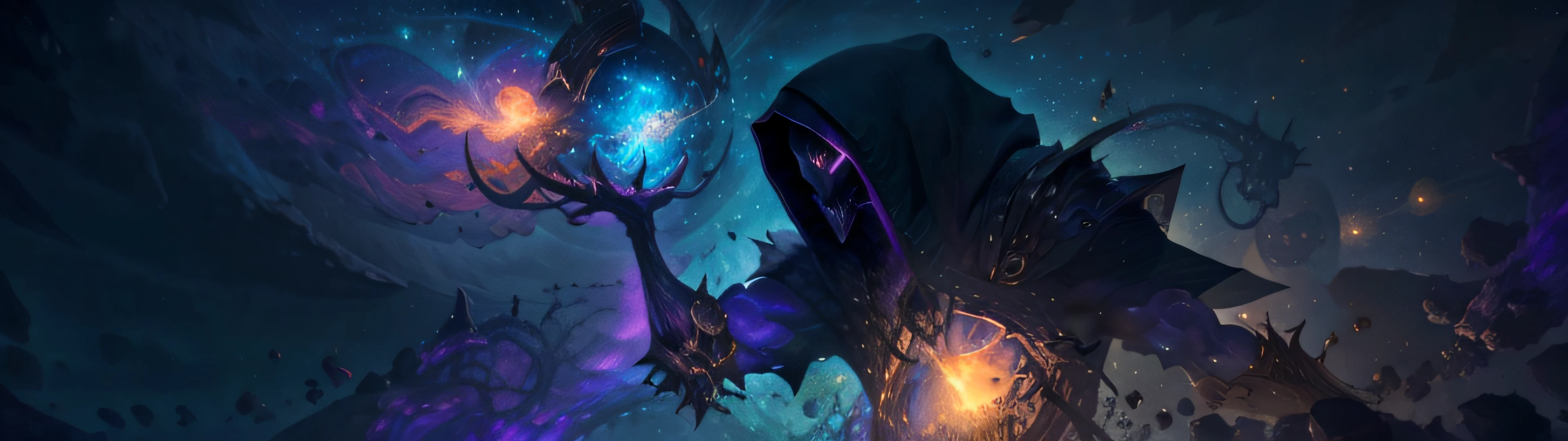 "One celestial muscular being in the center of the picture with a hood over and in hands there is brandishing magic with the luminosity of distant galaxies" ,best quality, masterpiece, ultra high res, (photo realistic:1.4), surrealism, dream-like,V0id3nergy,
a fantasy creature, Shadowdancer, shadow magic, darkness control, stealth, shadowstep, umbral spells.