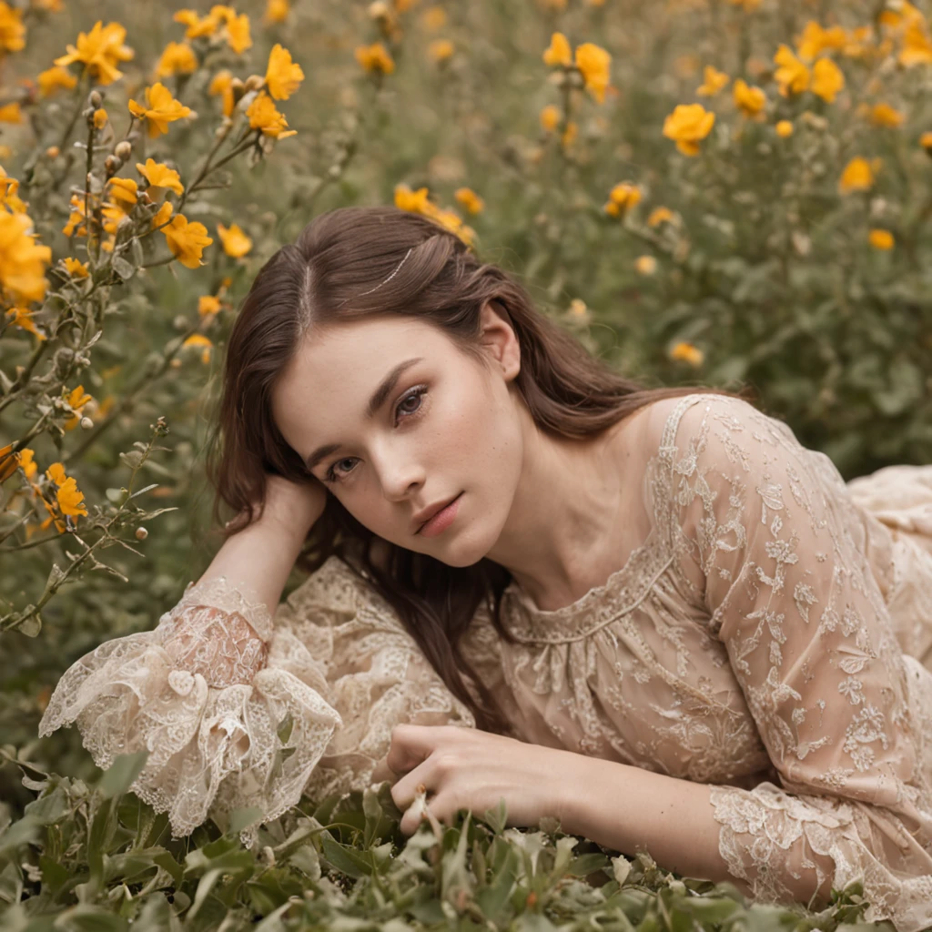 photography of,A girl lies among the flowers