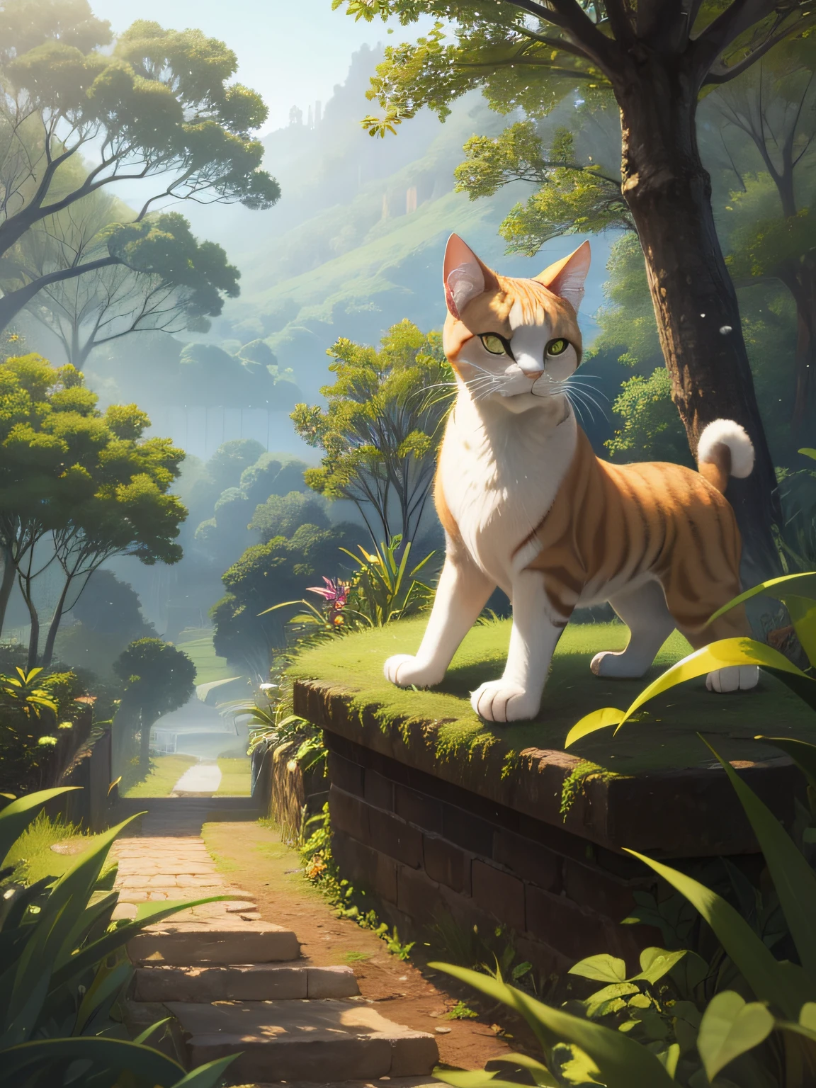 um gato ruivo na floresta