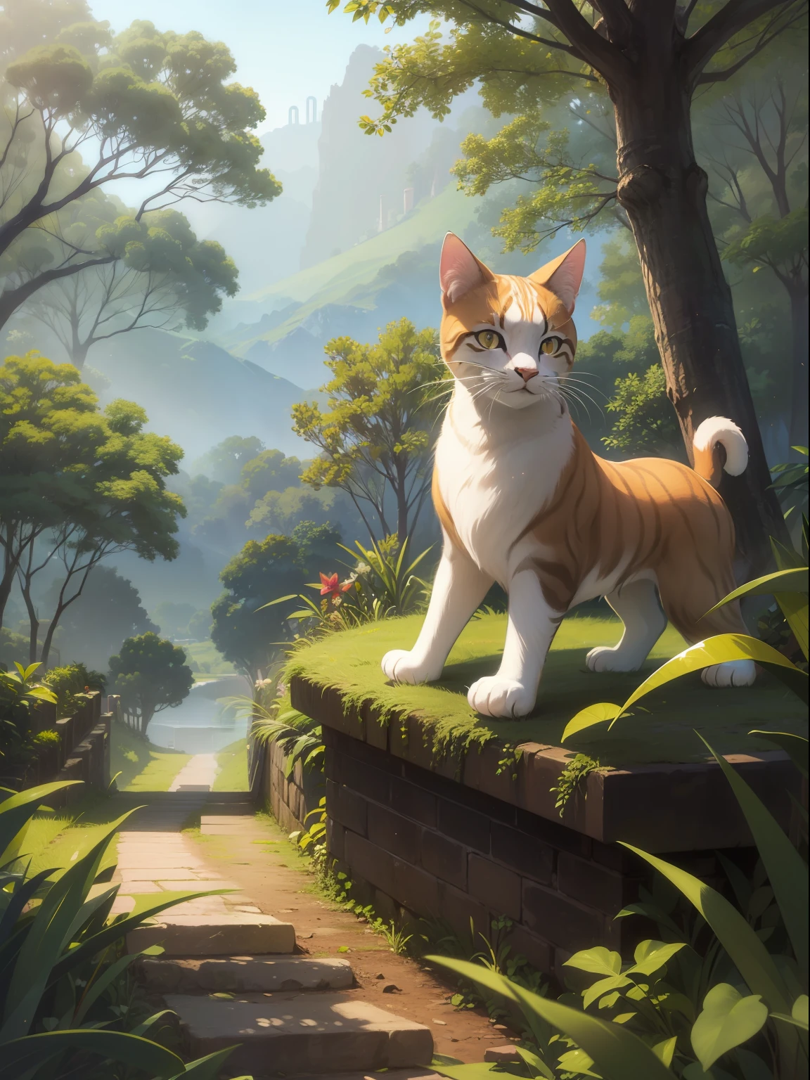 um gato ruivo na floresta