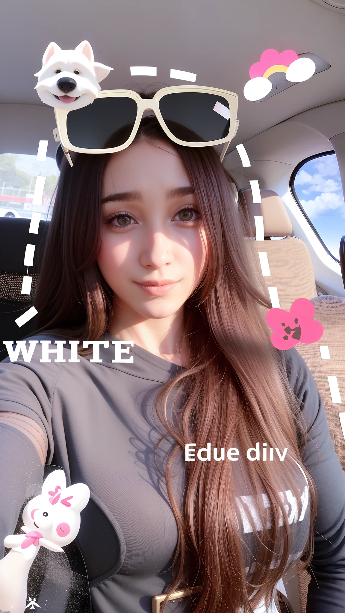 white skin color, A girl has brown hair, White long hair!!,white complexion, adolable,tightsuit,Body curves