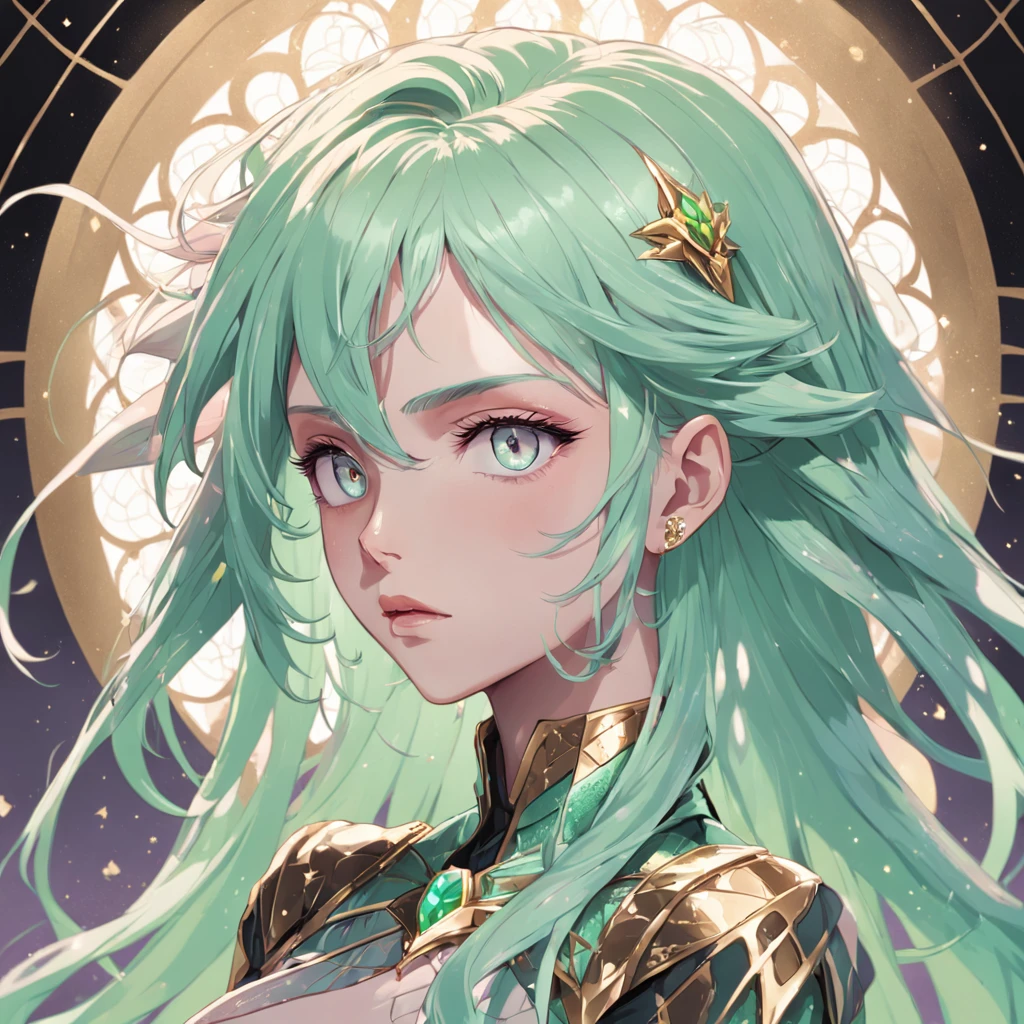 anime, flat vector art, {stunning androgynous male alien}, Luminous Studio graphics engine, goth Renaissance, (extremely detailed hair), hair intakes, long light purple hair, ethereal mint green irises, tan skin, perfect and detailed angular sharp diamond shaped human face, Gold, Ray tracing, full lips, {Light defined eyebrows}, roses,glitter, luxurious detailed background, persian uniform, (1guy), sharp focus, perfect anatomy, extremely detailed illustration, approaching perfection, dynamic, intricate details, ultra high definition, 8k resolution, glamour, glimmer, ethereal, {art by Ayami Kojima}, {art by Heise}, artstation, aesthetic, gothic, Lace, concept art, smooth, dreamy, backlit, fantastical, shadows, smooth, illustration
