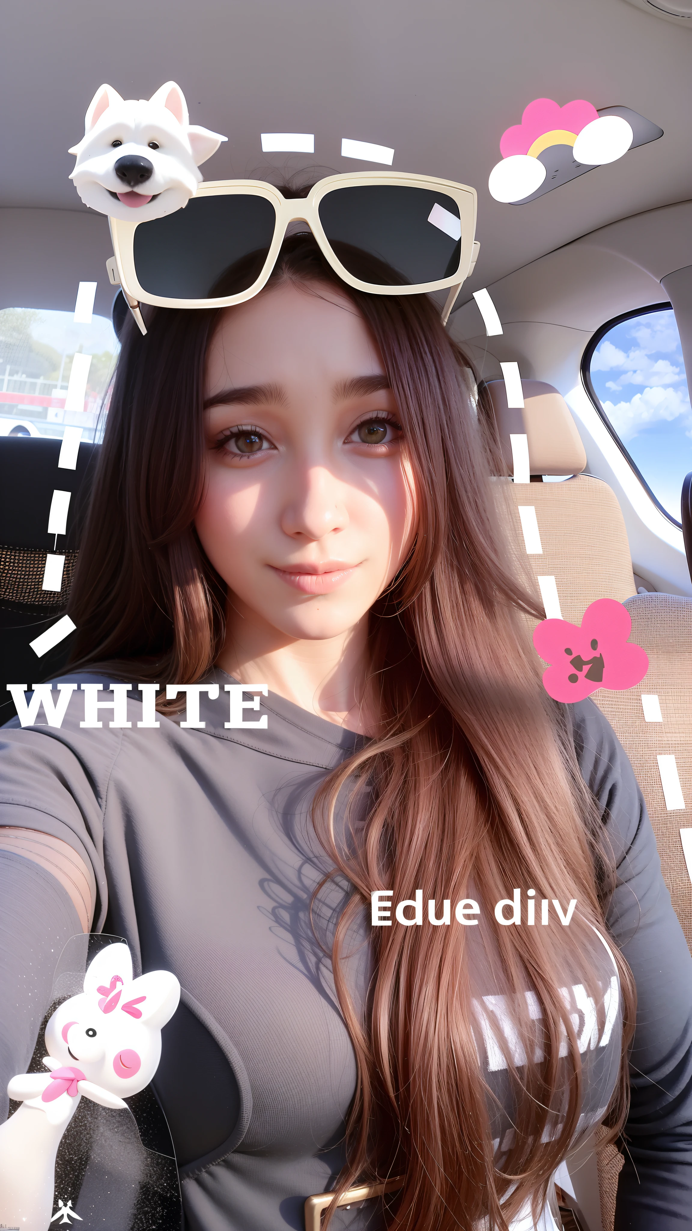white skin color, A girl has brown hair, White long hair!!,white complexion, adolable,tightsuit,Body curves
