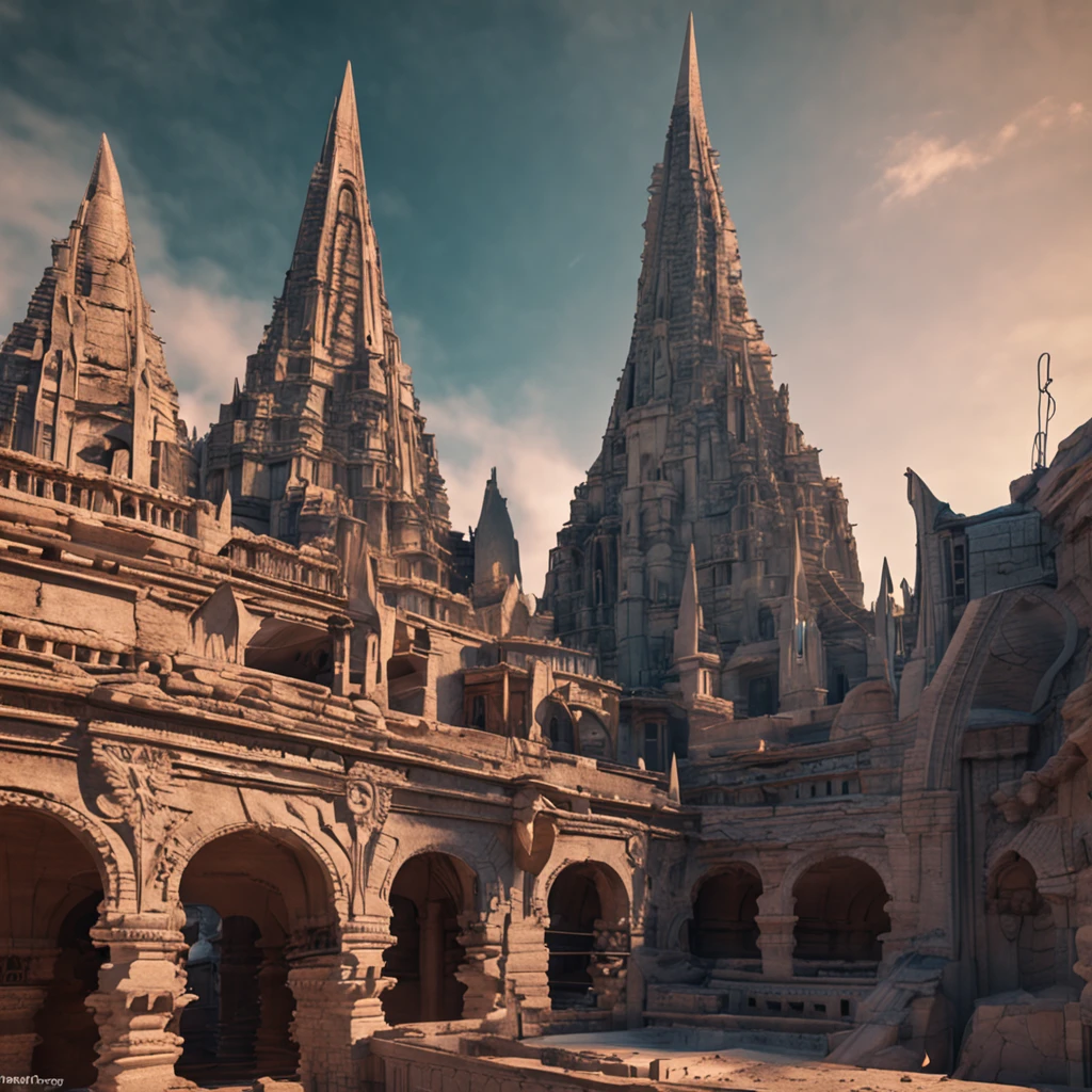 Thoughtful architecture rises, spires of intellect piercing the sky, knowledge etched into every stone.