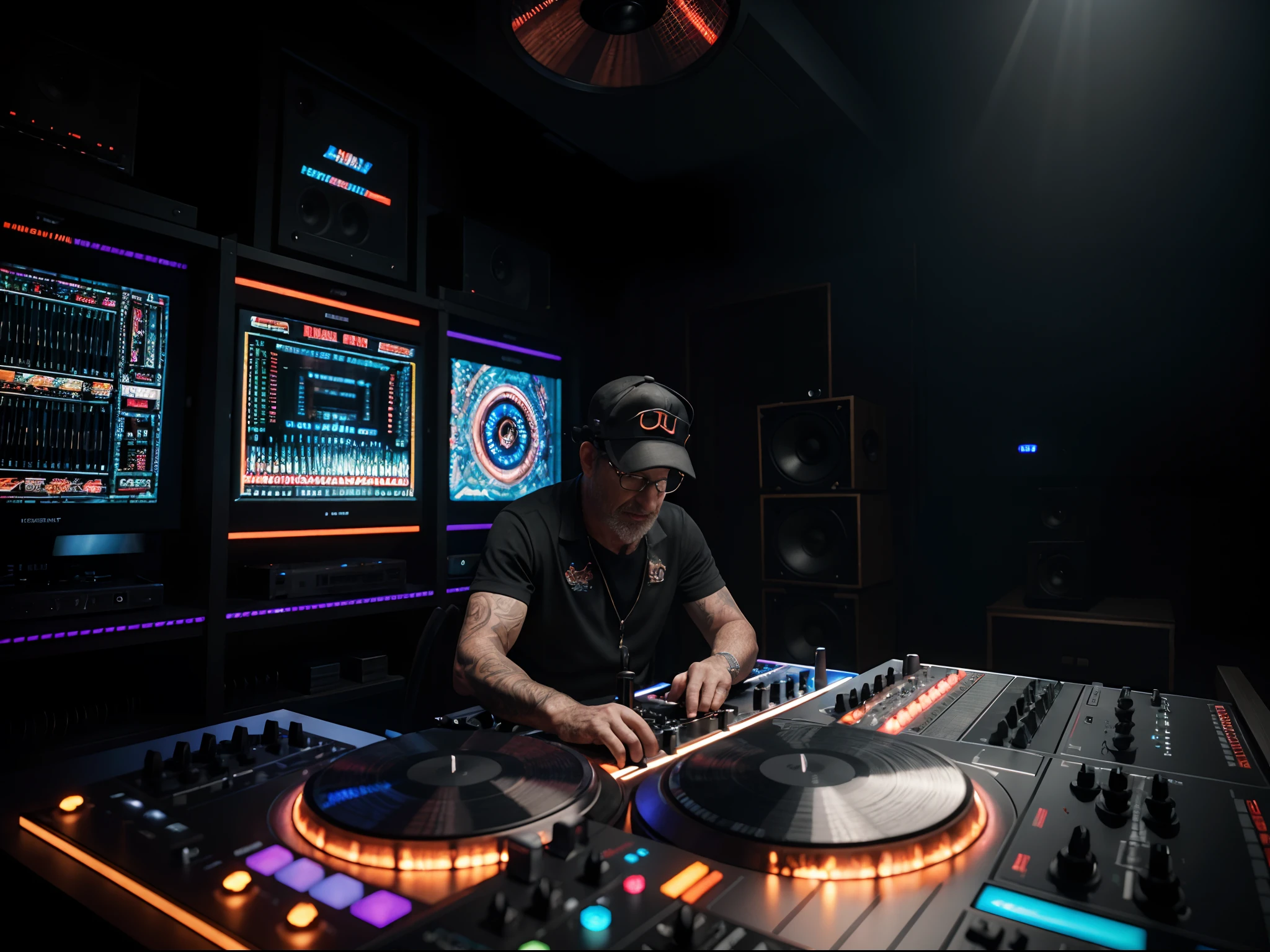 hyper realistic, If you are a DJ, 64k resolution photorealistic Masterpiece by Steven Spielberg, intricately detailed, HD, professional photography, dark lighting, volumetric lighting maximalist photo illustration, 64k resolution concept art with intricately detailed, complex, elegant, expansive, fantastical, ultra sharp, 64k