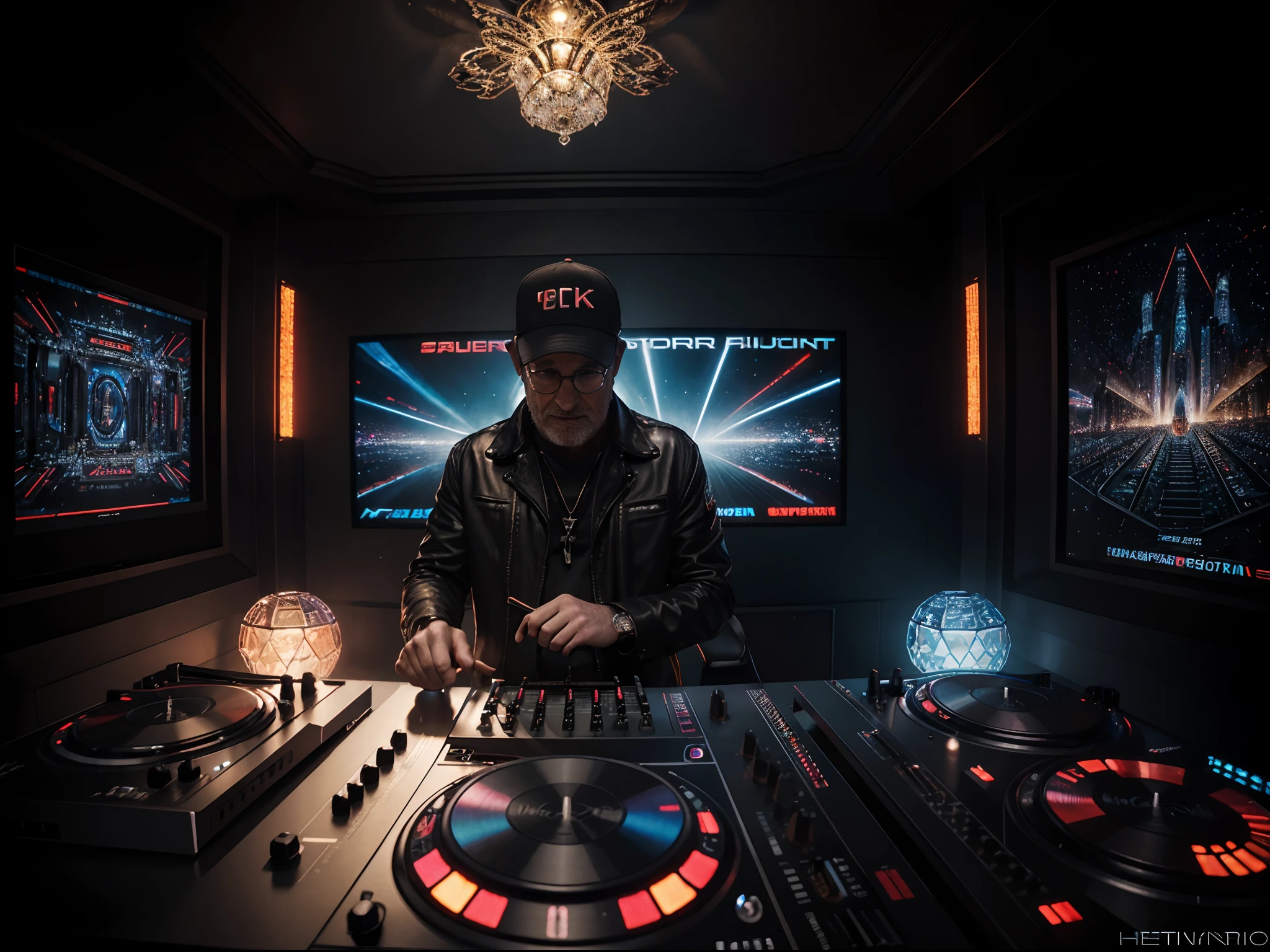 hyper realistic, If you are a DJ, 64k resolution photorealistic Masterpiece by Steven Spielberg, intricately detailed, HD, professional photography, dark lighting, volumetric lighting maximalist photo illustration, 64k resolution concept art with intricately detailed, complex, elegant, expansive, fantastical, ultra sharp, 64k