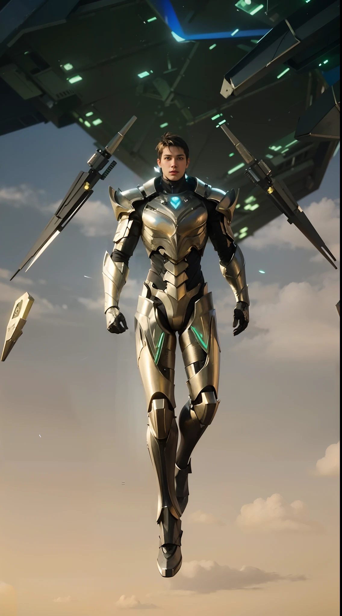 1boy, best quality, photo, 4k,looking at viewer,full body,wear platinum armor,