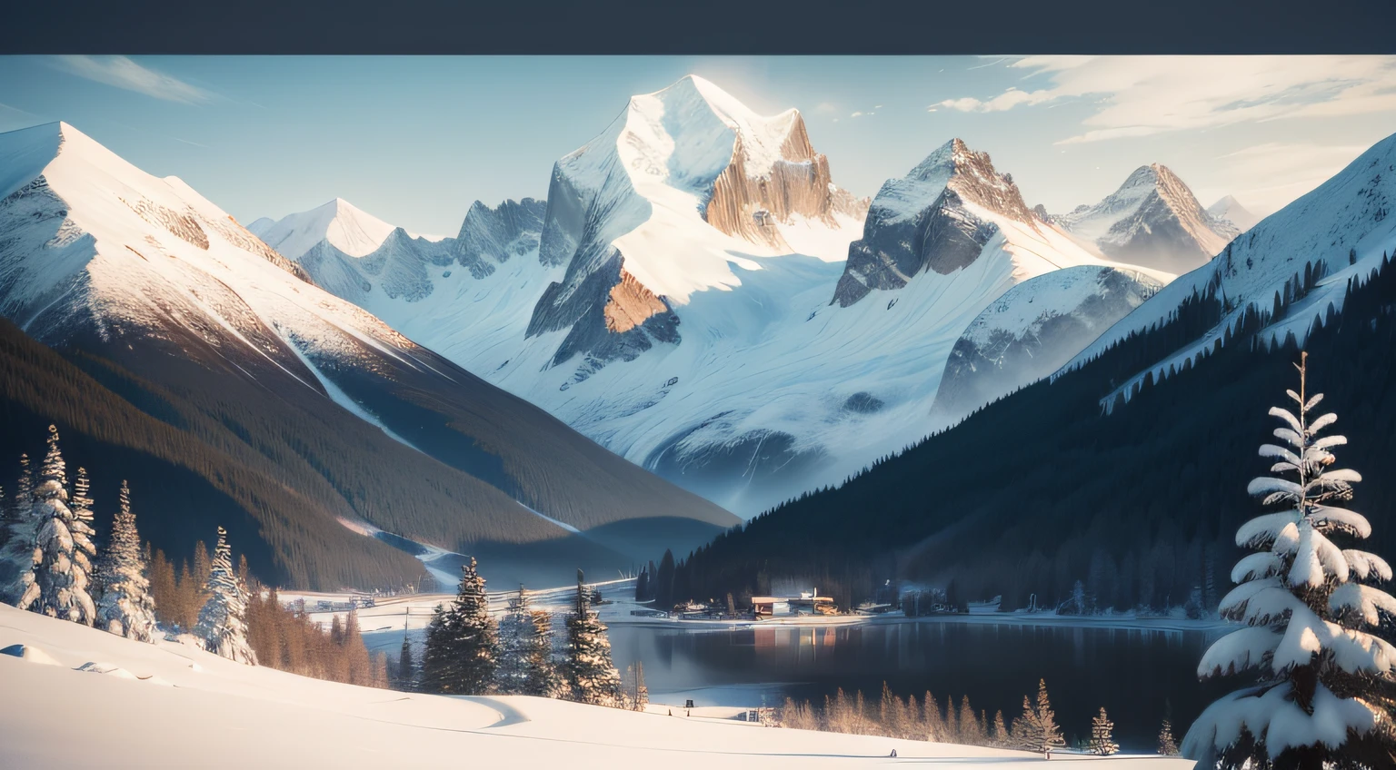snowy day,Mountains
