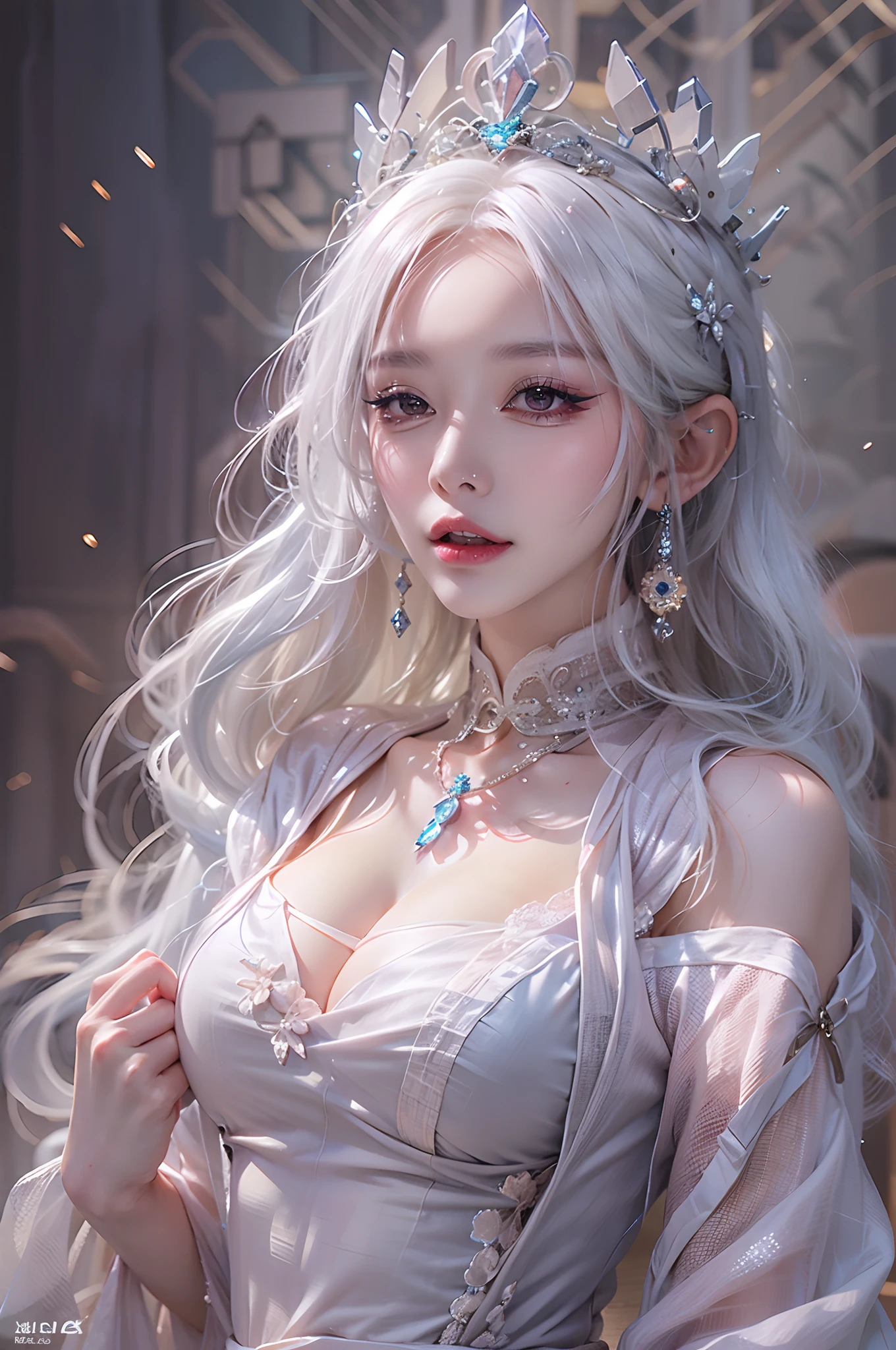 (Pearlescent eyeshadow), (Sequin makeup), Chu Chu's pitiful eyes, Malu,is shy,Look to the lens,