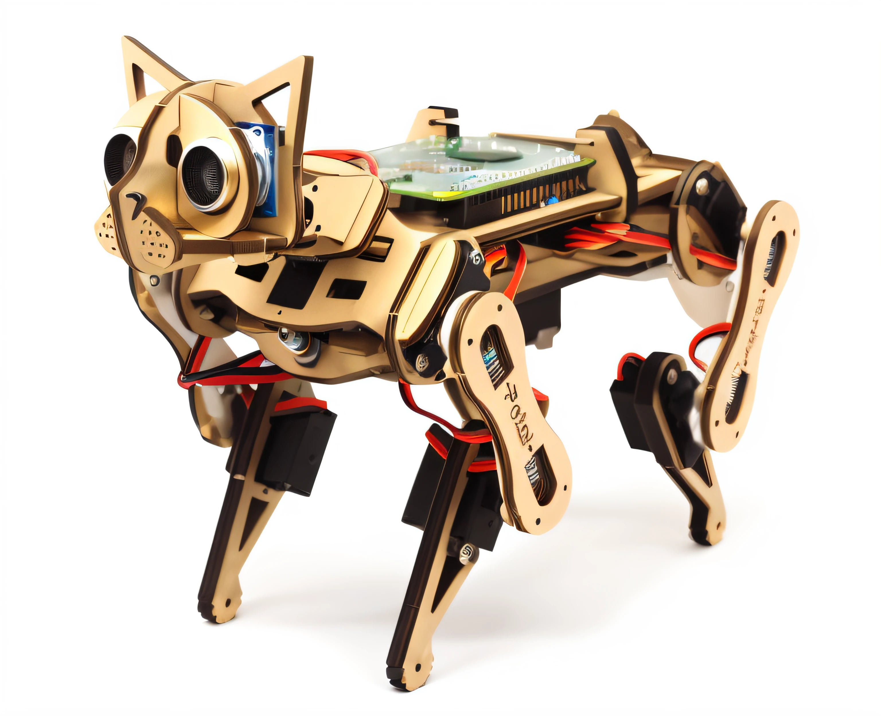 There is a cyberpunk-style robot dog,A camera is attached to it, robotic cat, cat robot, robotic cat, industrial robotic cats, Fully robotic!! cat, robot animal, robot cat paws for feet, sharp robot cat paws, a cyborg cat, cyborg cat, Robot dog, Robot dog, industrial mechanical robot dogs, cyborg kitten, biped, robot, robot lion