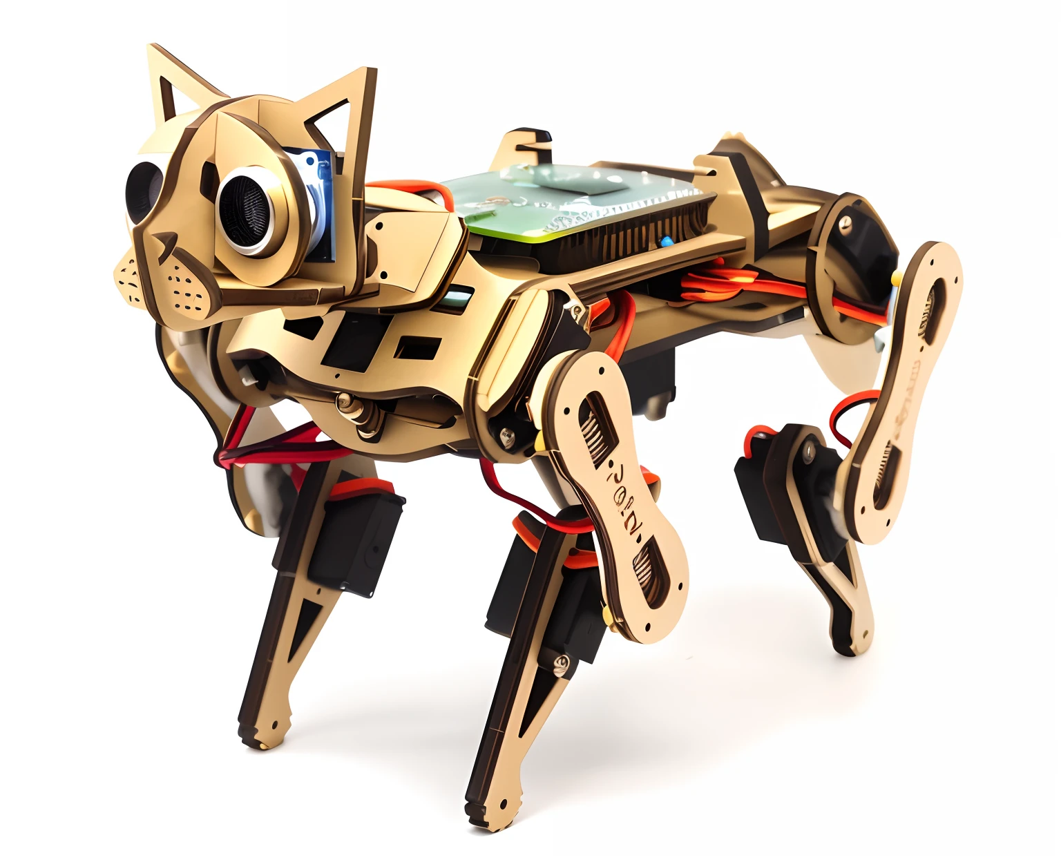 There is a cyberpunk-style robot dog，A camera is attached to it, robotic cat, cat robot, robotic cat, industrial robotic cats, Fully robotic!! cat, robot animal, robot cat paws for feet, sharp robot cat paws, a cyborg cat, cyborg cat, Robot dog, Robot dog, industrial mechanical robot dogs, cyborg kitten, biped, robot, robot lion