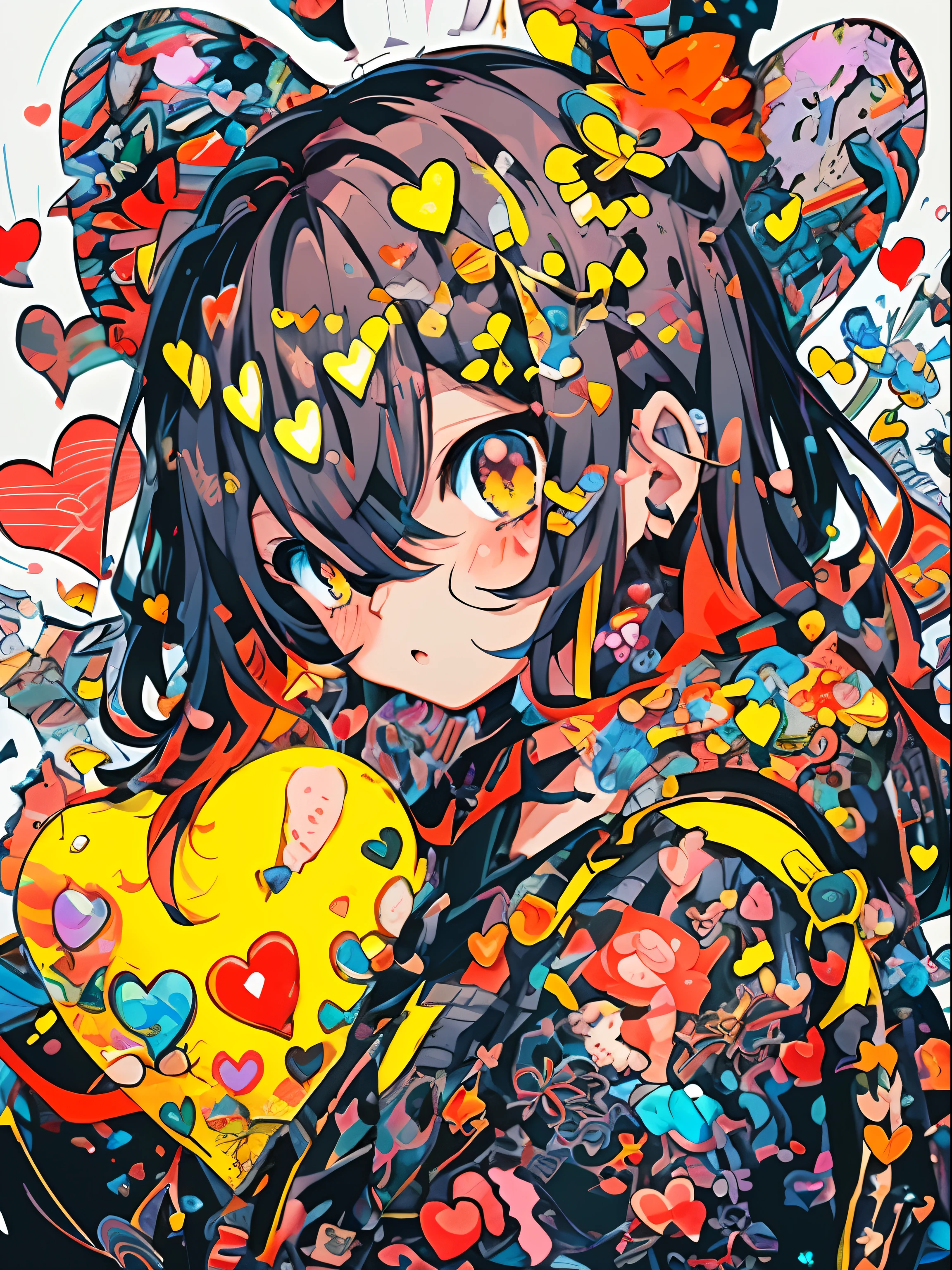 Anime girl with heart-shaped balloons and cat ears, decora inspired illustrations, hanayamata, official artwork, anime style 4 k, anime moe art style, by Kamagurka, Detailed Digital Anime Art, persona art style, digital anime art!!, Persona 5 Art Style wlop, digital anime illustration, ❤🔥🍄🌪, anime style illustration