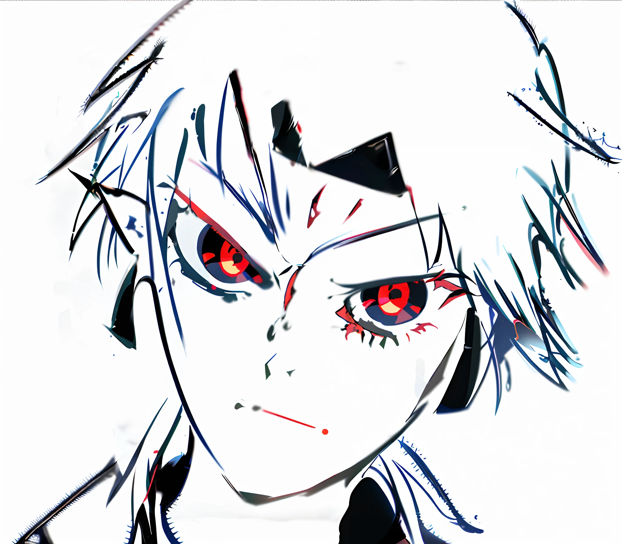 Anime comic of a girl with red eyes and a black jacket, highly detailed angry anime face, 2 d anime style, Detailed anime face, ayanami, with glowing red eyes, with red eyes, with red glowing eyes, ryuko matoi, style of anime4 K, Epic anime style, style of anime, Kill Pull Kill illustration, Sharp red eyes