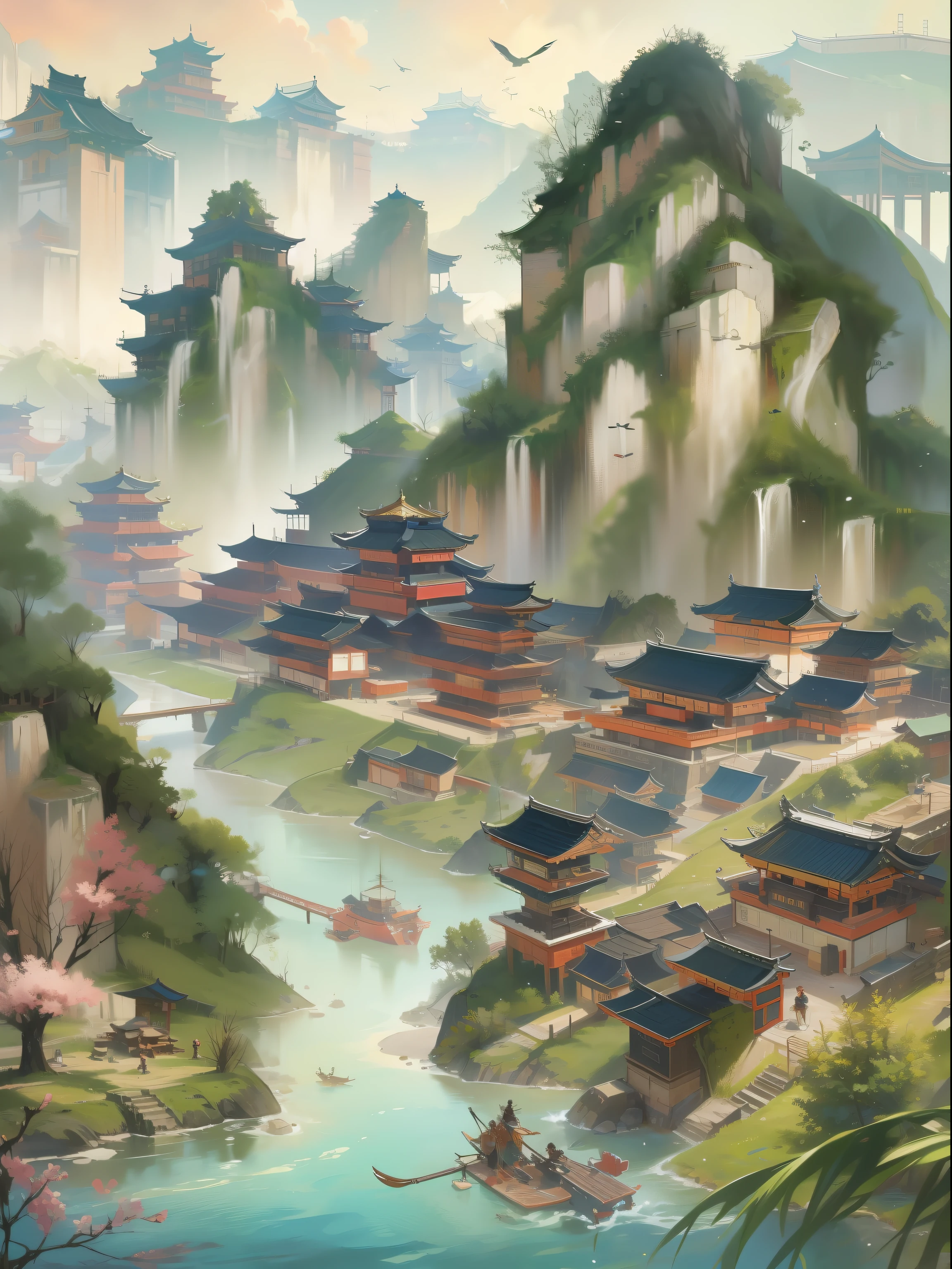 The best quality, masterpiece, koryos, ink bisim, vu changshuo, bonian, real banqiao, badasan people,
mountain horizon, river, forest, village,