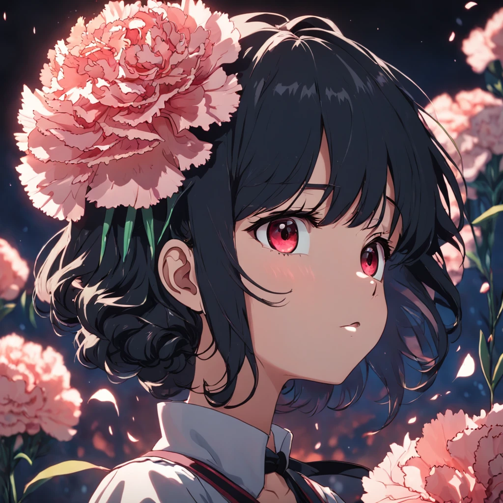carnation,garland,Realistic,Black background